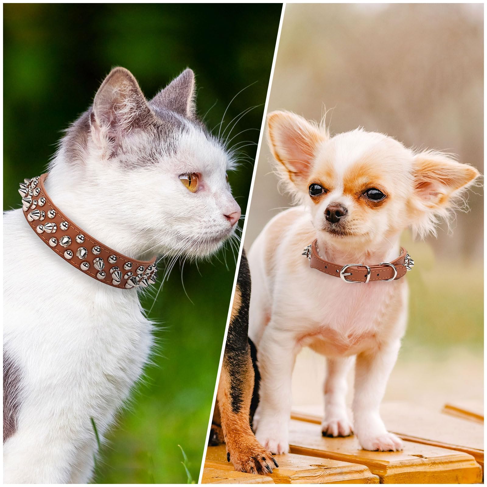 Doggyzstyle Small Spiked Dog Cat Collar For Small Medium Dogs Boy Male - Adjustable Studded Puppy Collars - Soft Padded Punk Lea