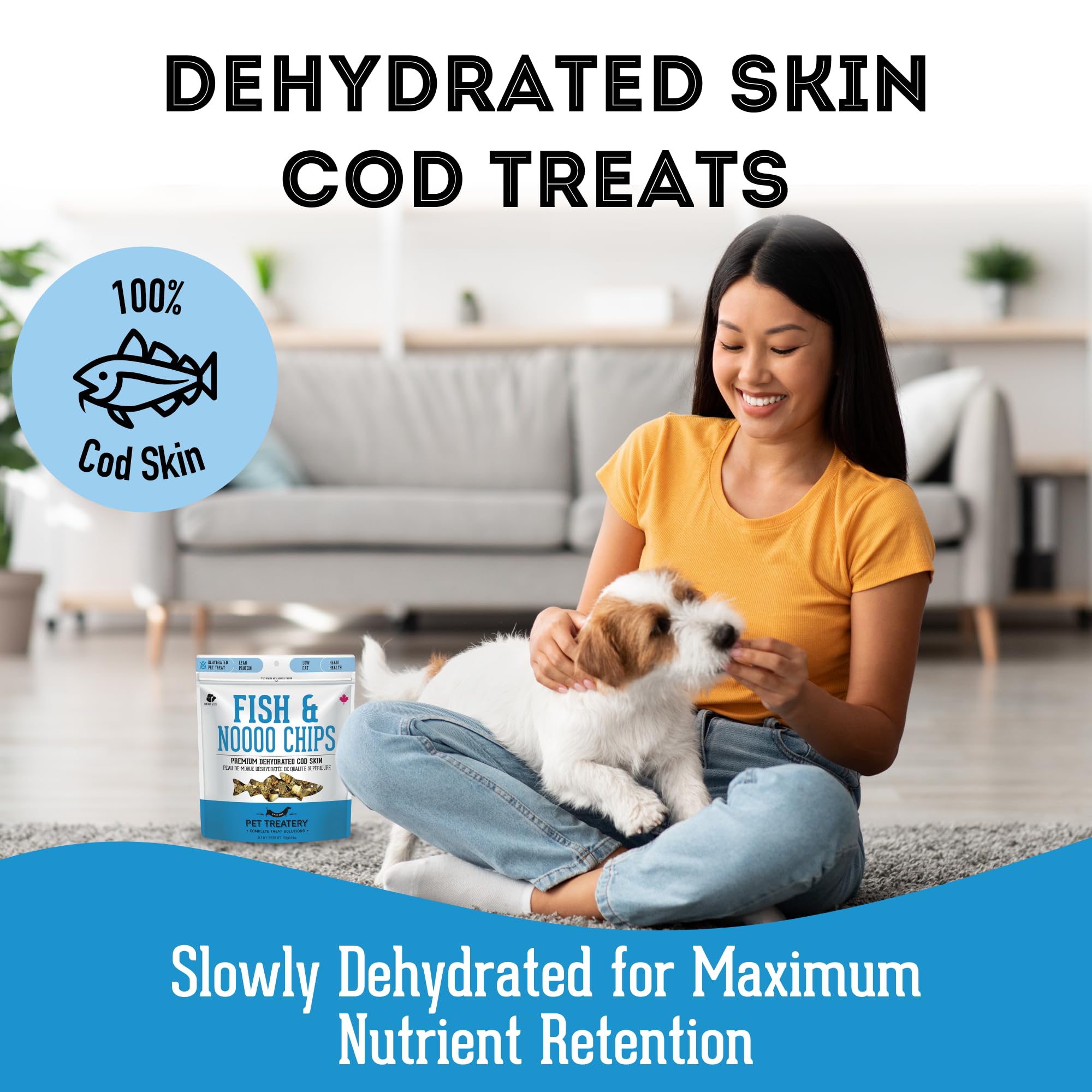The Granville Island Pet Treatery Dehydrated Cod Skin for Dogs & Cats (5.3 oz, Pack of 1) - Dehydrated Single Ingredient Dog Tre