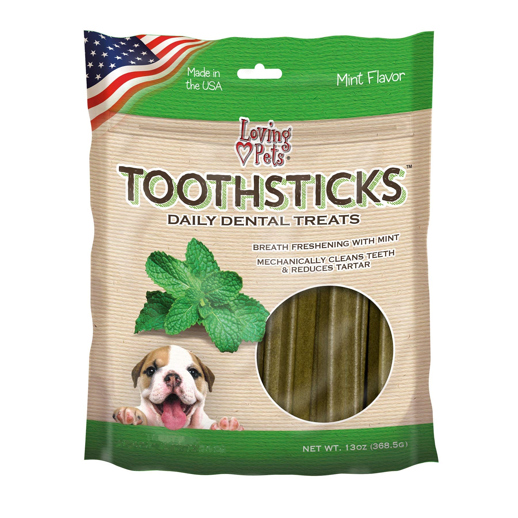 Loving Pets Toothsticks - Fresh Mint Dental Sticks for Dogs (for Medium/Large Dogs 20-100+ lbs)