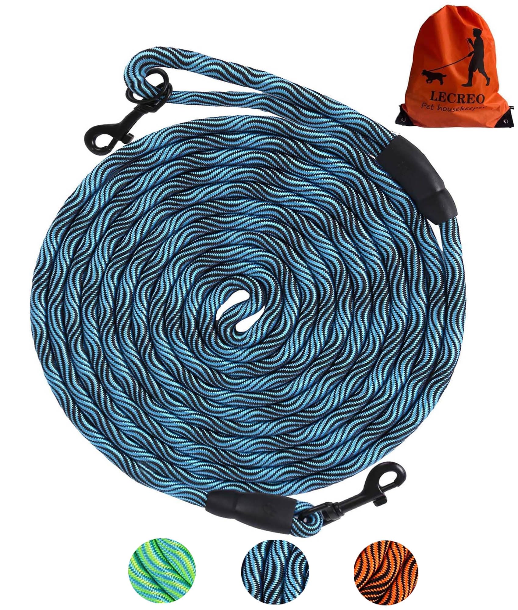 Long Dog Leash Tie-Out Check Cord, 16Ft/30Ft/50Ft/100Ft Recall Dog Training Rope Leash, Heavy Duty Dog Lead For Large Medium Sma