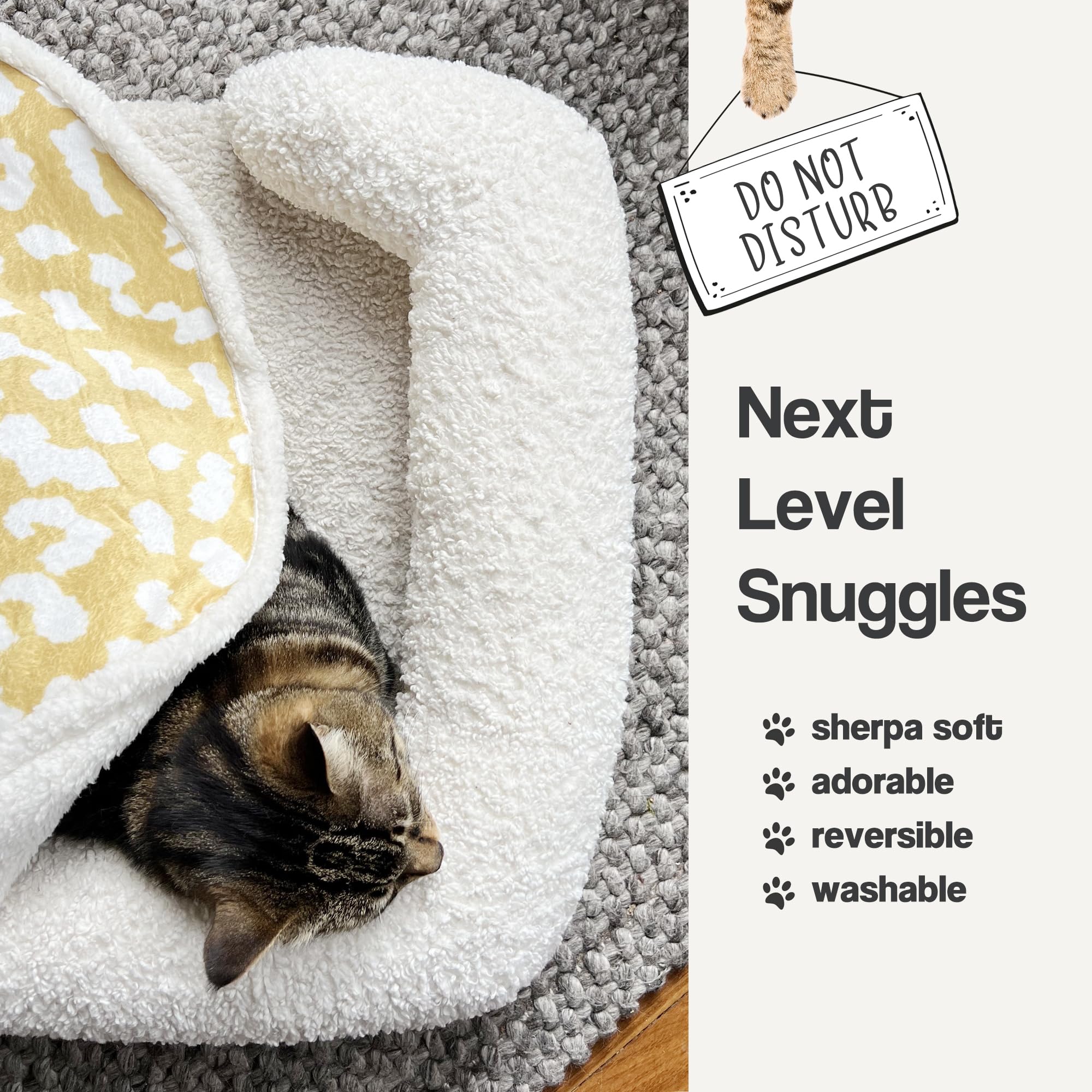 Cat Blankets for Indoor Cats Washable - Fluffy Soft Dog Blankets for Small Dogs & Cats, Premium Sherpa Fleece Pet Blanket for Pu
