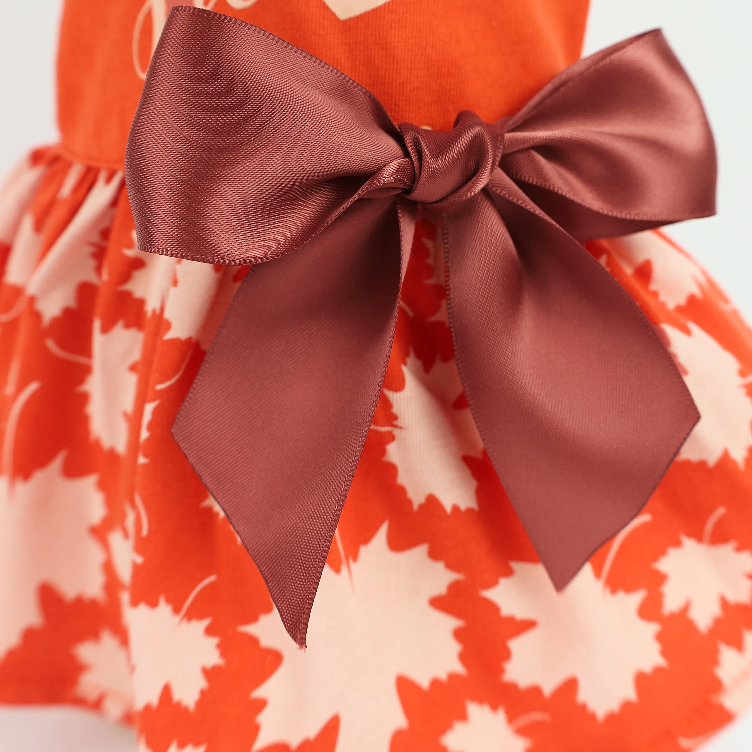 Fitwarm Thanksgiving Sweeter Than Pumpkin Pie Dog Dress 100% Cotton Puppy Costumes Pet Clothes Holiday Girl One-Piece Doggy Outf