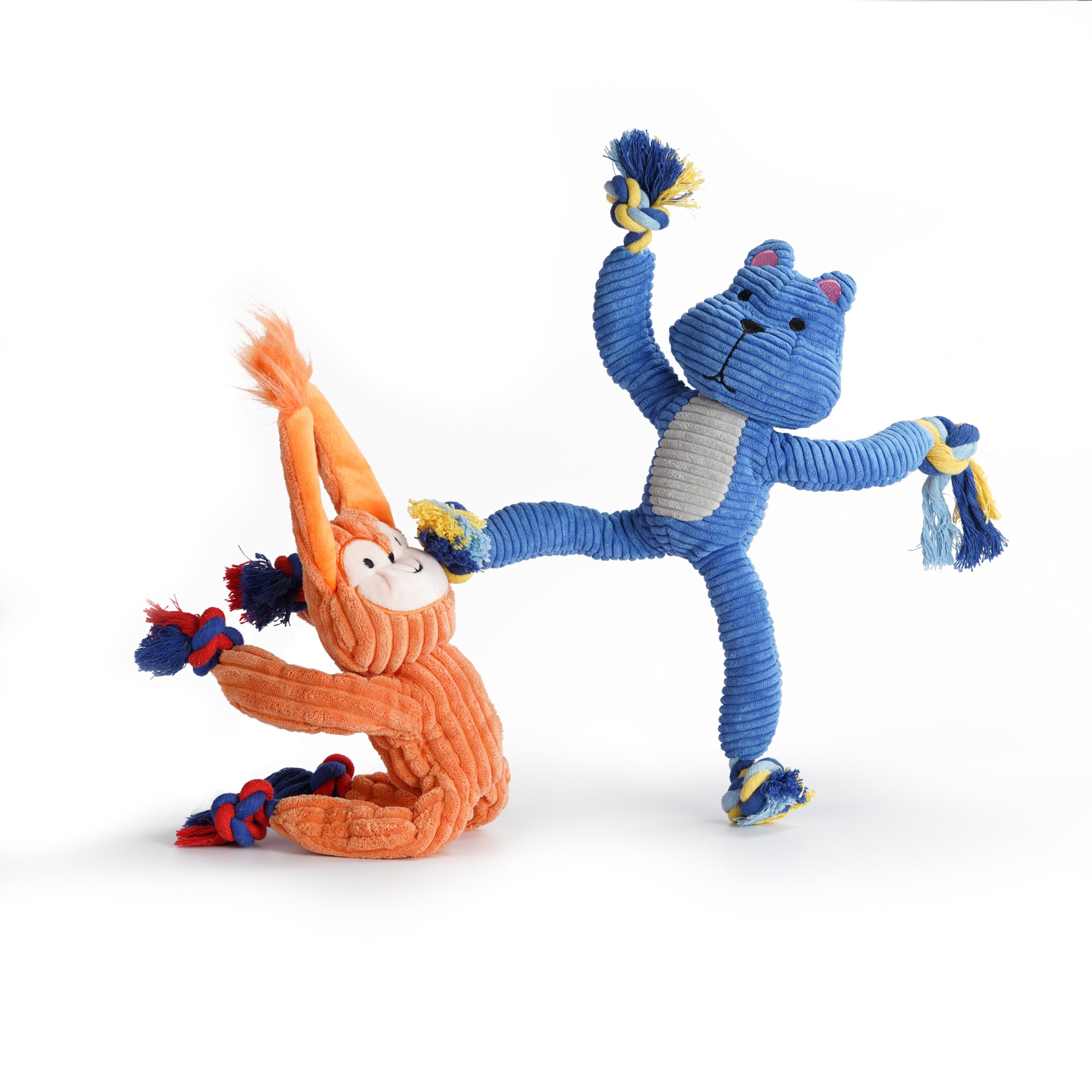 Nocciola Dog Plush Toys, 2 Pack Interactive Dog Toys To Keep Them Busy, Squeaky Dog Toys With Crinkle Paper, Rope Dog Chew Toys 