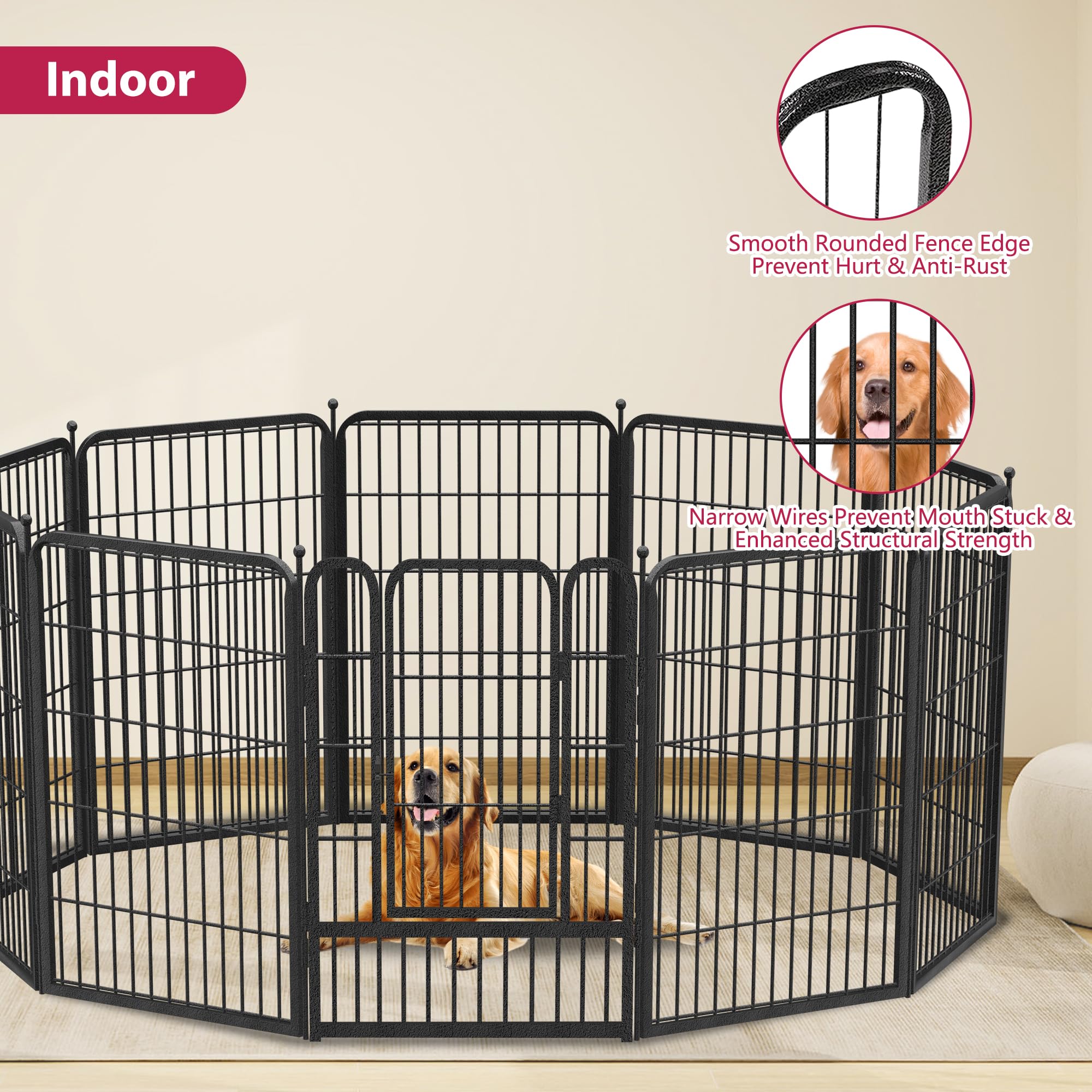 Jhsomdr Dog Playpen 32' Height 16 Panels Portable Dog Fence Outdoor For Yard Puppy Playpen Indoor Dog Pen Outdoor For Medium/Sm