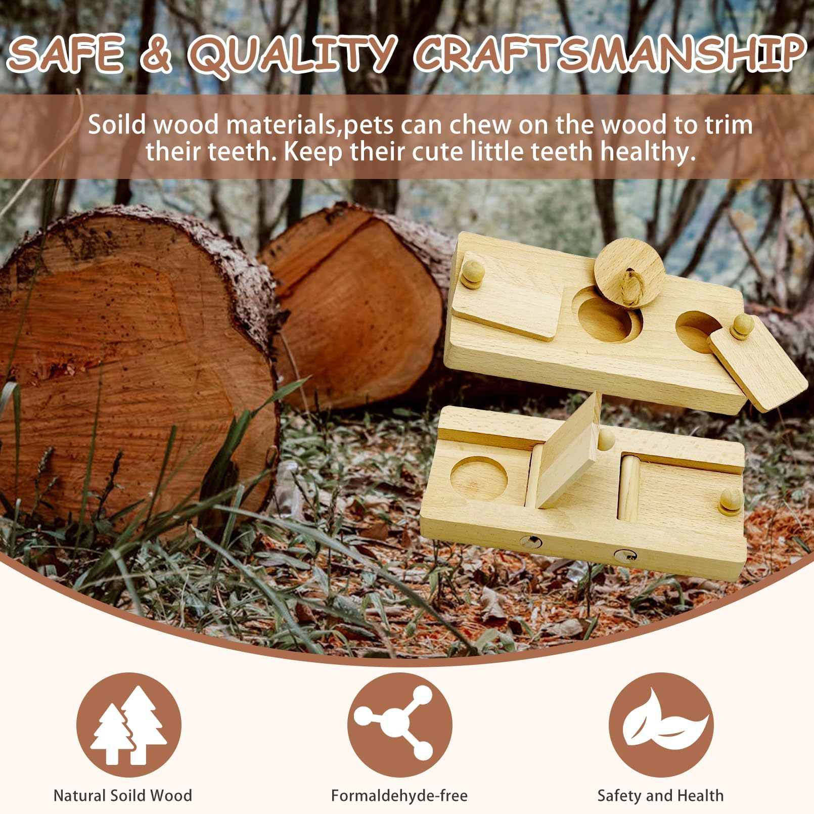 Hamiledyi Guinea Pig Foraging Toys Interactive Wooden Rabbit Toys Sniff n Snack Rabbit Treats Bunny Toys Interactive Hide Treat