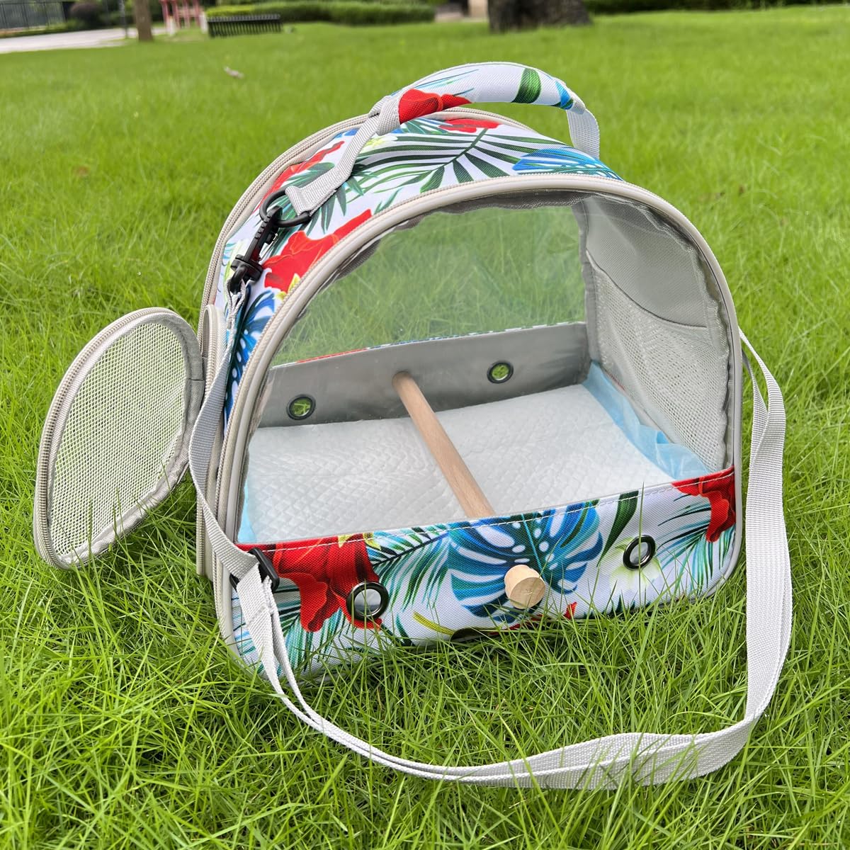 Orizzp Portable Small Bird Travel Carrier Cage With Stand Perch, Bird Carrier To Carry Parakeet Budgies Parrot Cockatiel Conure