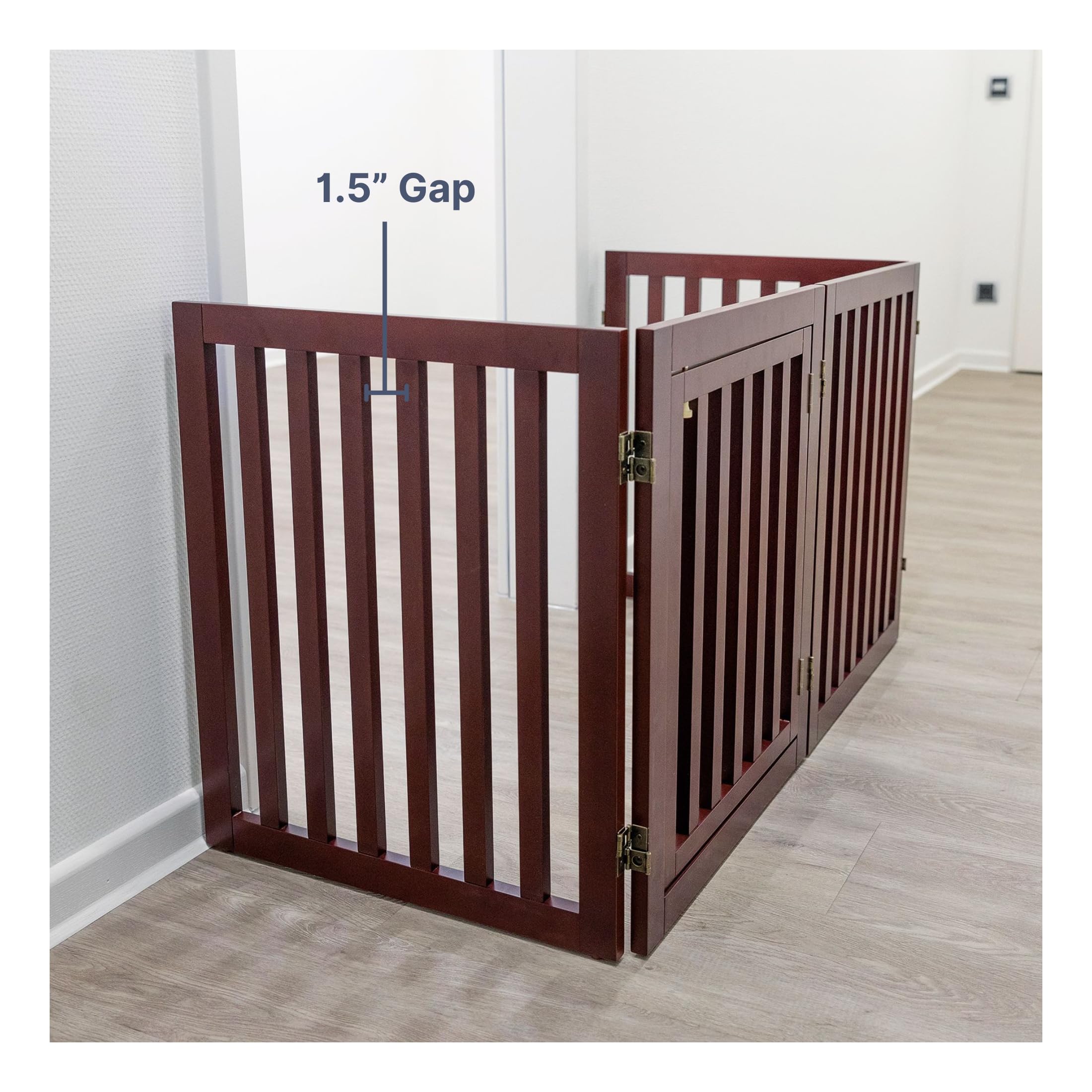 Trixie Freestanding 4-Panel Pet Gate, Foldable Pet Barrier Fence, Convertible Pet Pen, 24-In Tall, Pet Walk Through Pet Door, Br