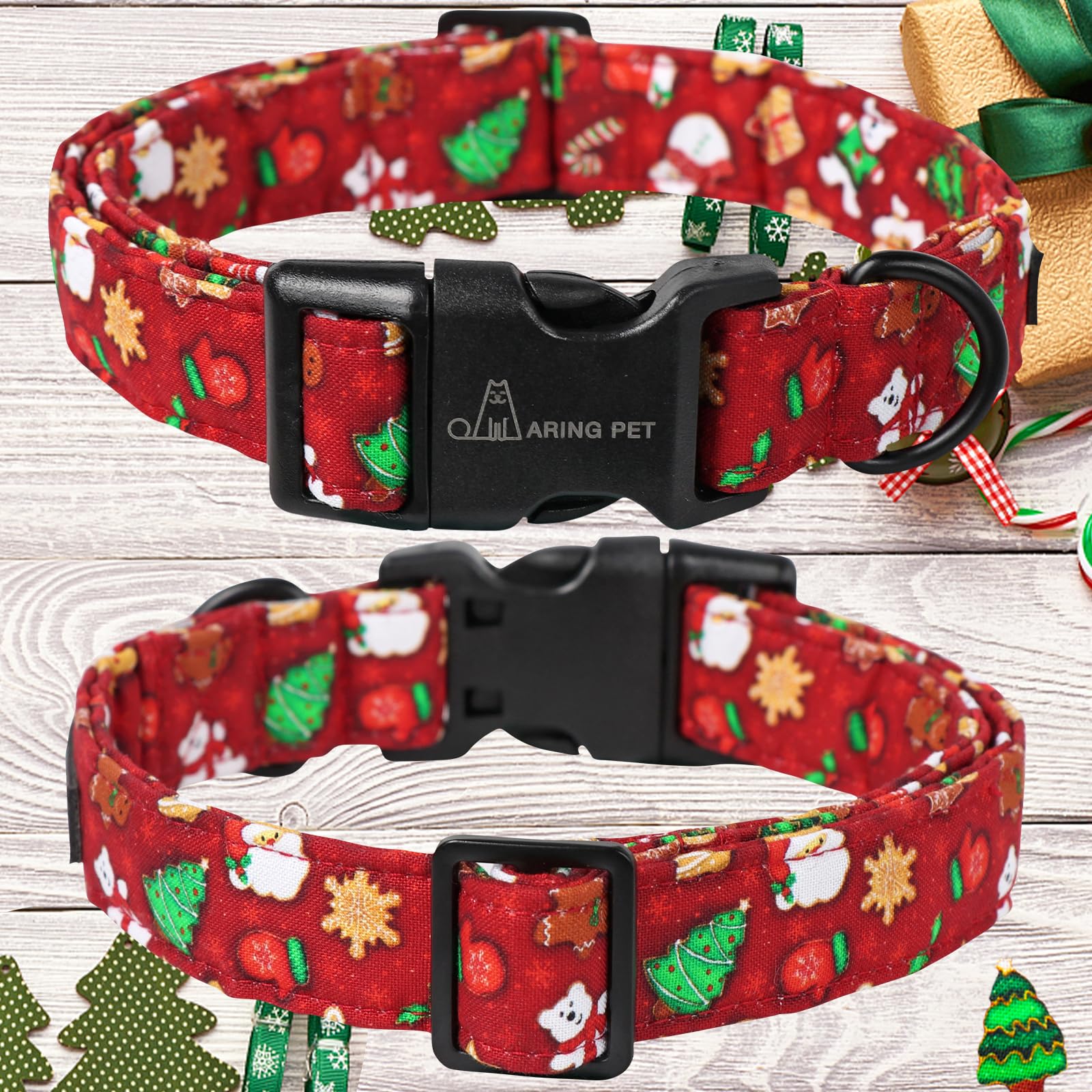 Aring Pet Christmas Dog Collar Cute Santa Claus Dog Collar, Adjustable Cotton Red Dog Collars Puppy Collar For Small Medium Larg