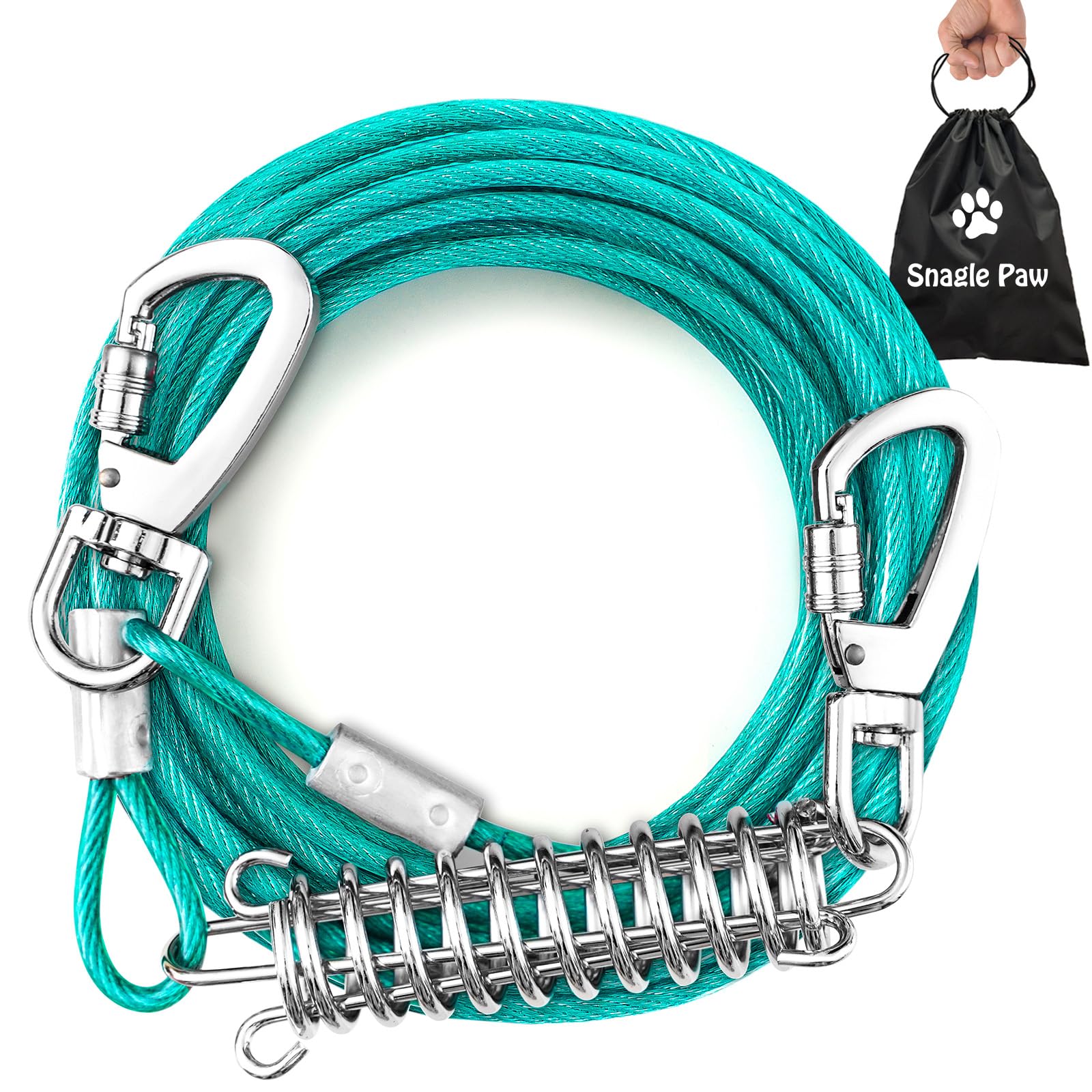 Tie Out Cable For Dogs, 50Ft Dog Leads For Yard Chew Proof, Heavy Duty Dog Tie Out Cable For Large Dogs Up To 125Lbs, Durable Do