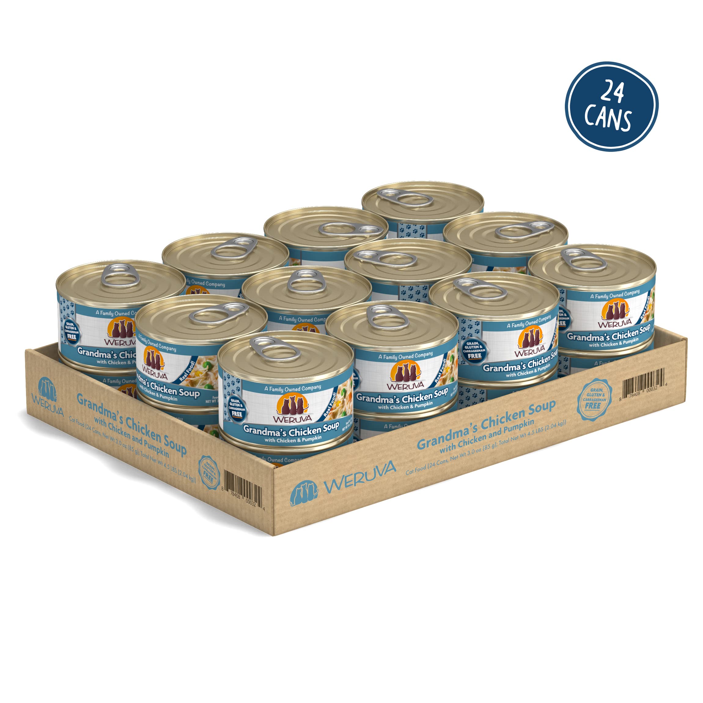 Weruva Classic Cat Food, Grandmas Chicken Soup with Chicken Breast & Pumpkin in Gravy, 3oz Can (Pack of 24)