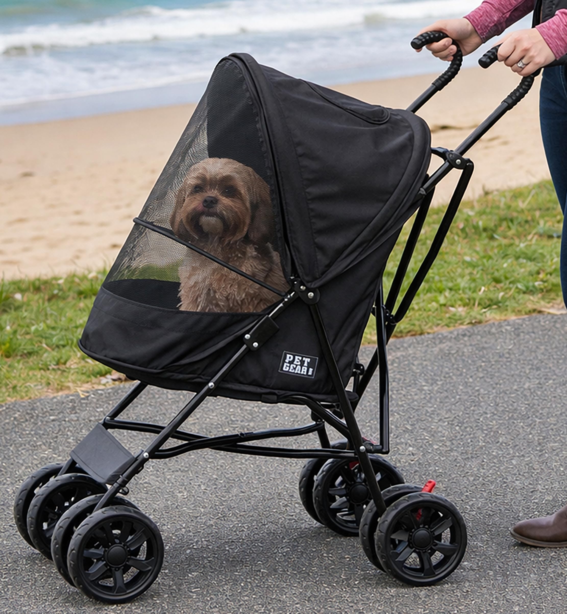 Pet Gear Travel Lite Plus Stroller, Compact, Easy Fold, No Assembly Required, Large Wheels for Cats and Dogs up to 15 pounds, Da