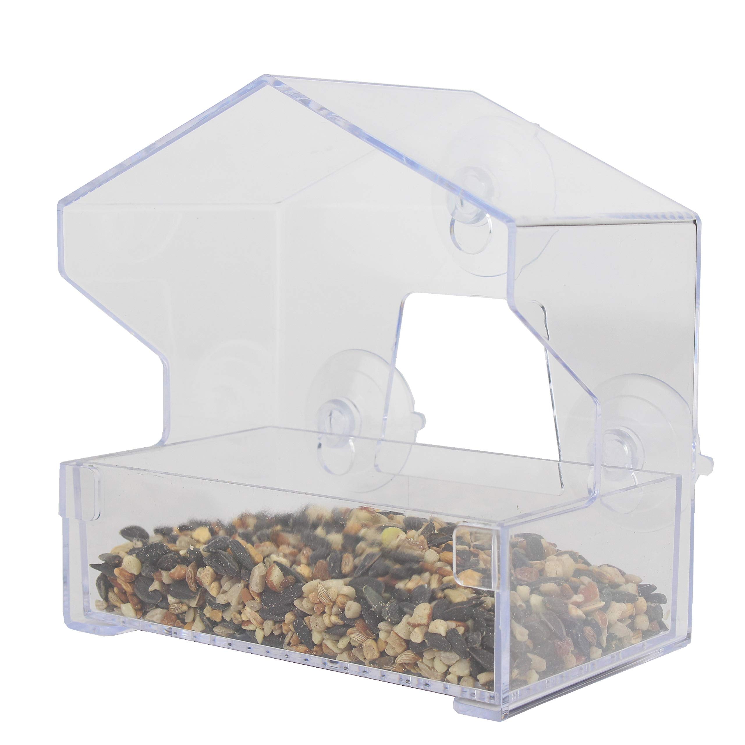 Perky-Pet 345 Clear Outdoor Window Bird Feeder with Strong Suction Cups - 1/2 Lb Seed Capacity