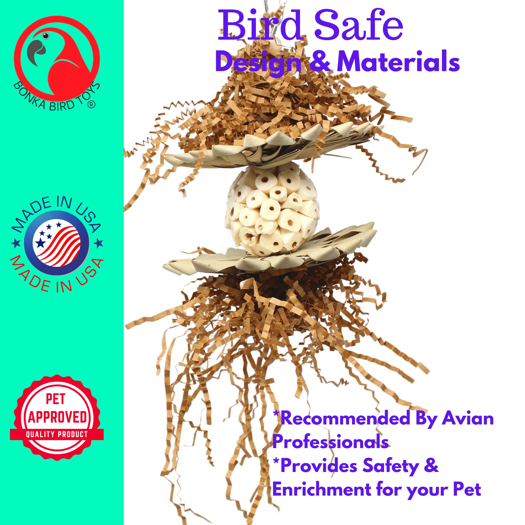 Bonka Bird Toys 3611 Crazy Sola Medium Bird Toy Natural Sola Parrot Cockatoo Amazon Conure Parakeet Budgie Finch Canary African