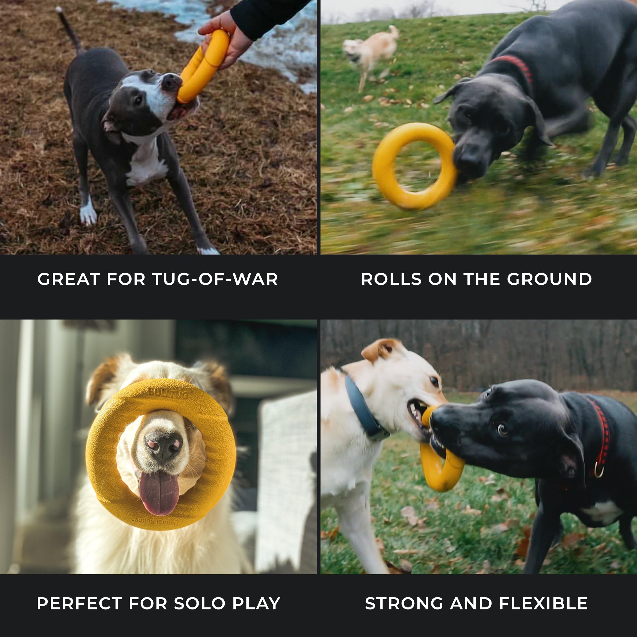 Bulltug - Chew Ring & Fetch Ball Combo For Aggressive Chewers | Heavy-Duty, Ultra-Durable Natural Rubber, Tough Dog Toys For Medium To Large Breeds