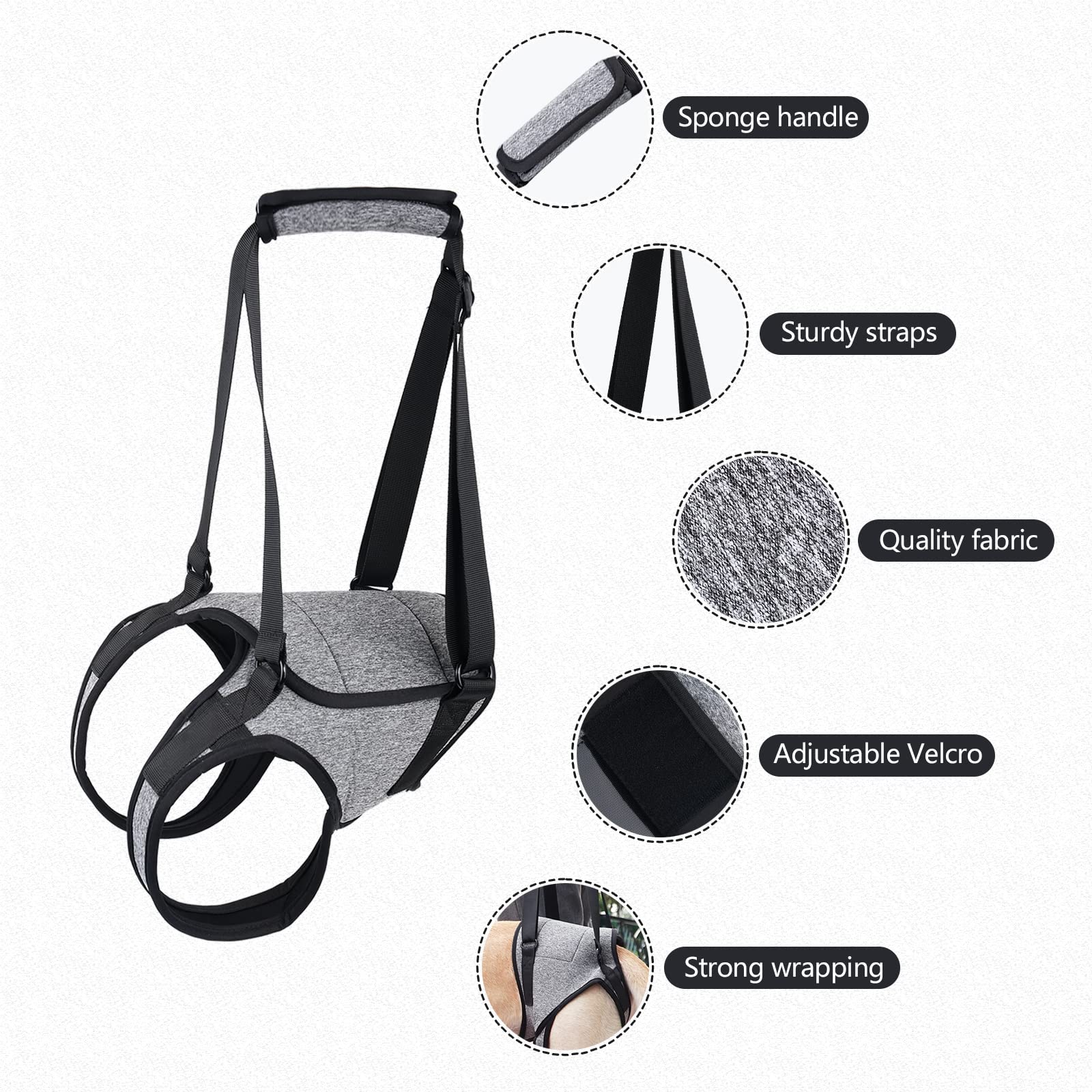 Johnbolin Dog Lift Harness, Dog Sling With Padded, Hind Leg Support To Help Rehabilitate, Helps Senior, Injured, Disabled And Af