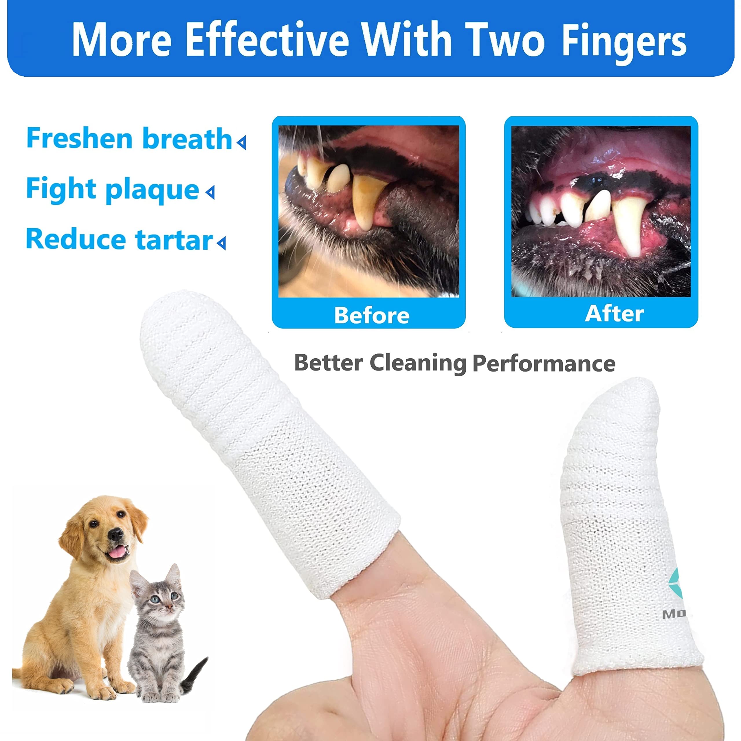 MoiiLavin Pet Toothbrush for Small to Large Dogs Cats,Soft High Grade Finger Toothbrush,Teeth Oral Cleaning,Dental Care, 1 Set f