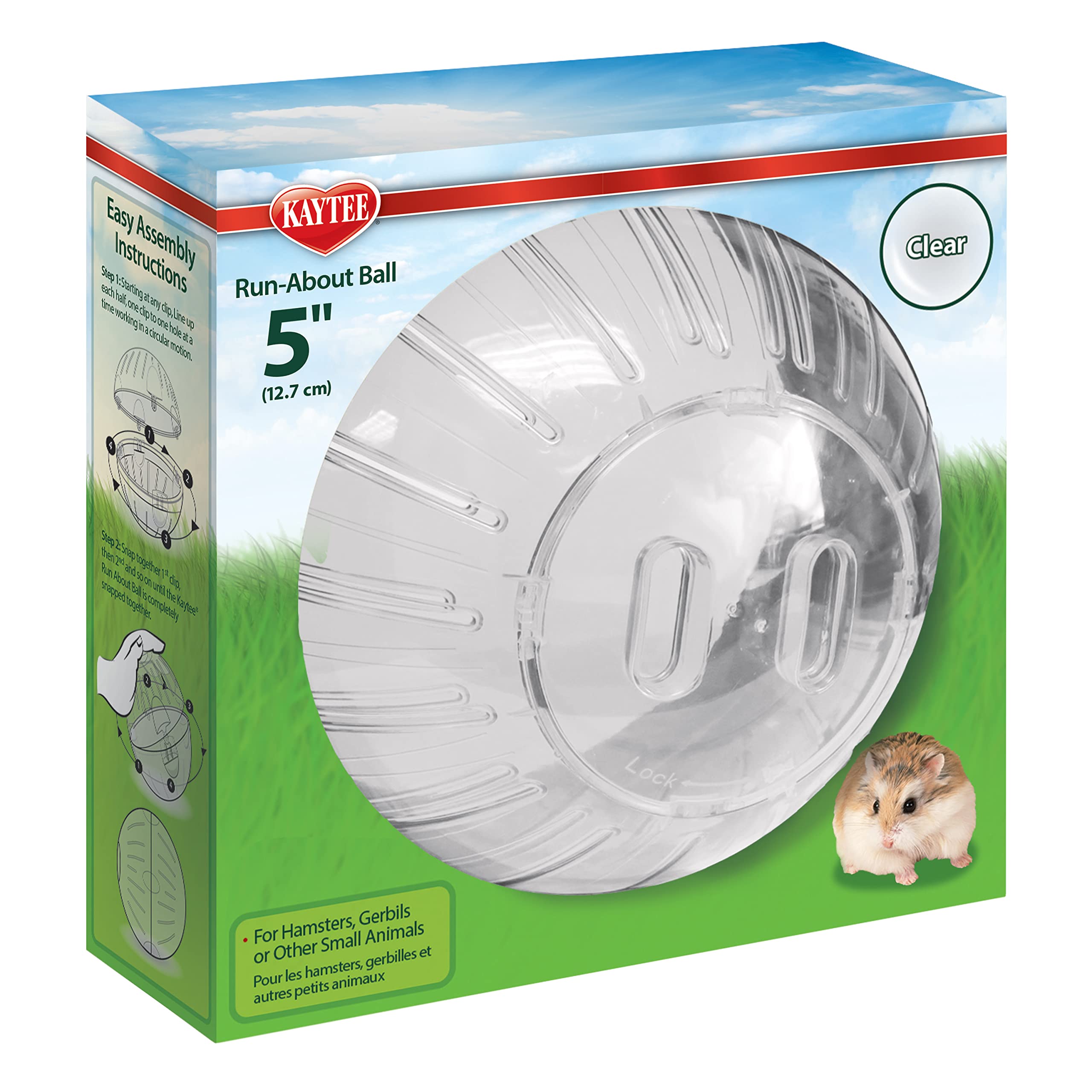 Kaytee 5' Clear Run-About Exercise Ball For Pet Dwarf Hamsters & Mice