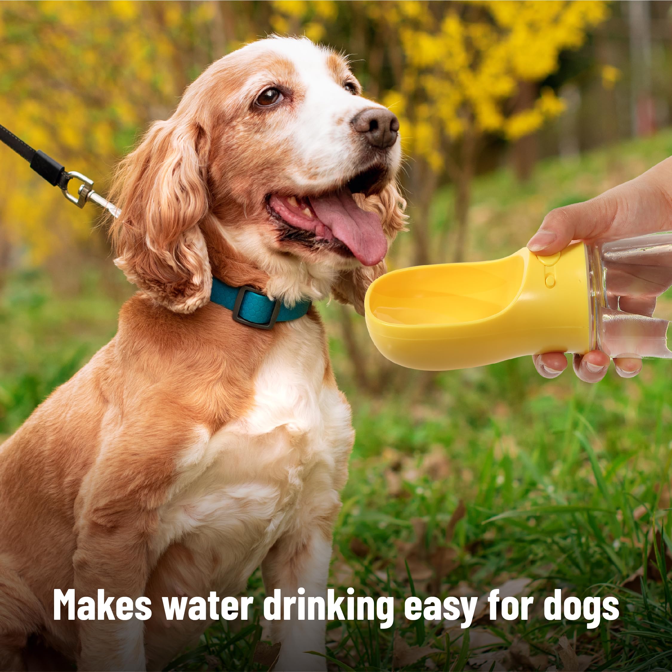 Mr. Pen- Dog Water Bottle, 19oz, Large, Yellow, Portable Dog Water Bottle Dispenser, Dog Travel Water Bottle, Travel Dog Water B