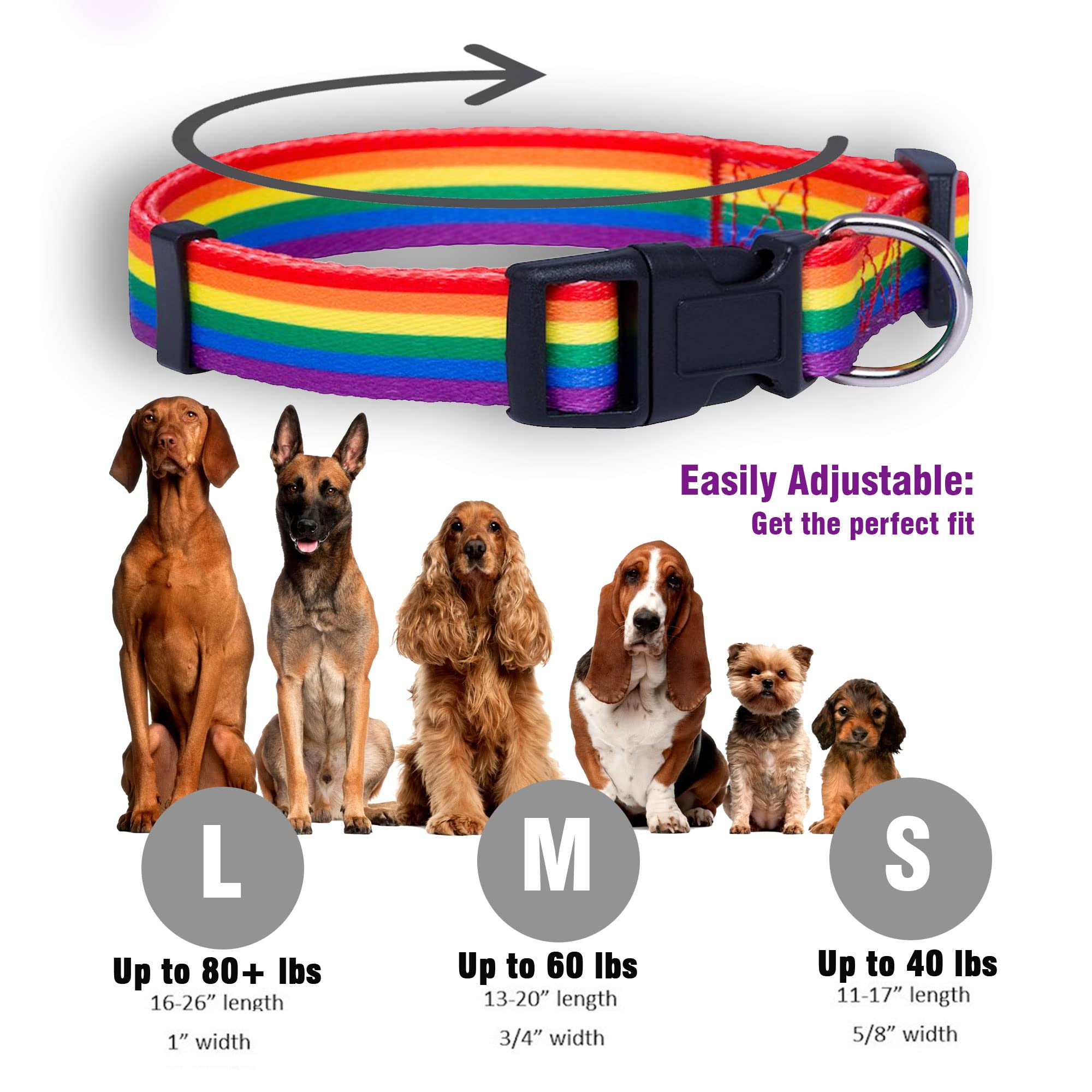 Native Pup Rainbow Flag Dog Collar Gay Pride Stuff For Parade, Lgbtq Flags Equality Pet Apparel Decor Gift And Lgbt Ally Accessories (Large)