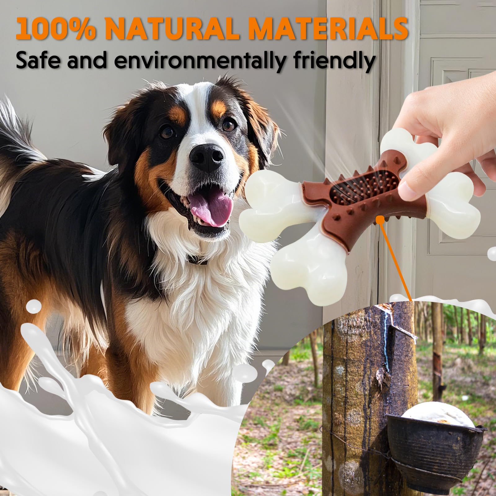 Laroo Dog Toys For Aggressive Chewers Large Breed, Puppy Teething Chew Toys Medium Dogs,Heavy Duty Indestructible Bones, Peanut