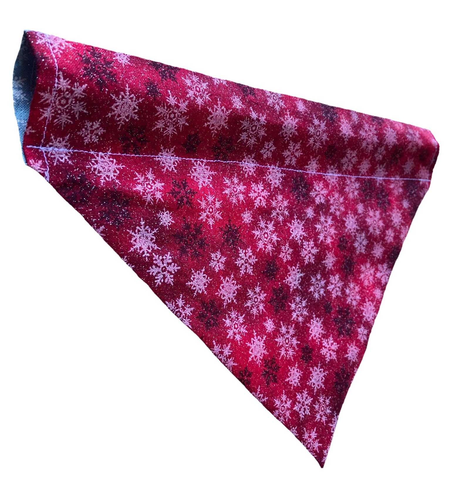Christmas Bandana | Reversible Dog Bandana | Snowflakes | Glitter | Red | Blue | Slip Over The Collar Bandana | For Small Medium