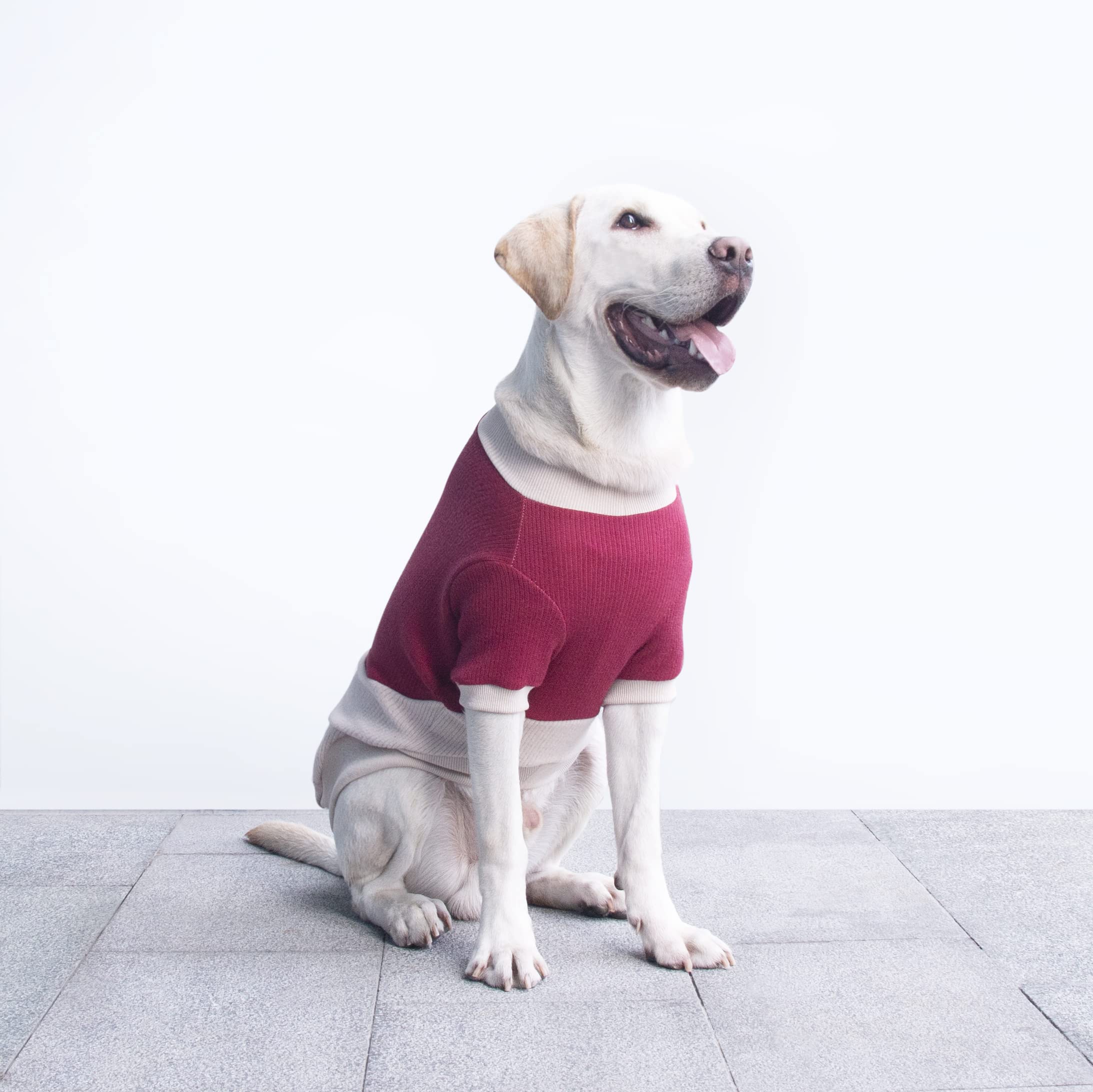 Arunners Extra Large Dog Sweaters Warm Clothes Pullover Sweatshirts For Labrador Rottweiler Great Dane, Dark Red Beige, 4X-Large