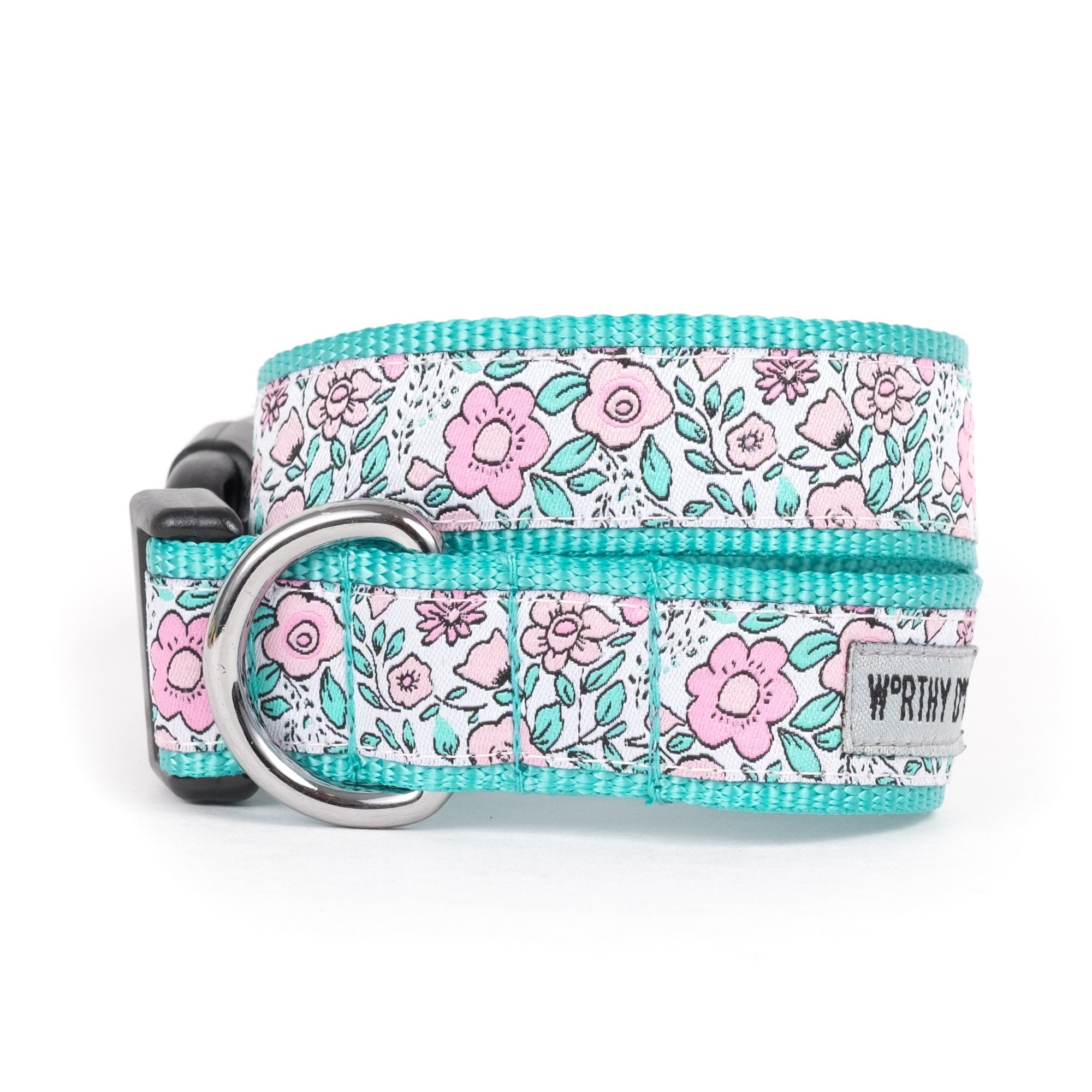 The Worthy Dog Garden Party Floral Pattern Designer Adjustable And Comfortable Nylon Webbing, Side Release Buckle Collar For Dog