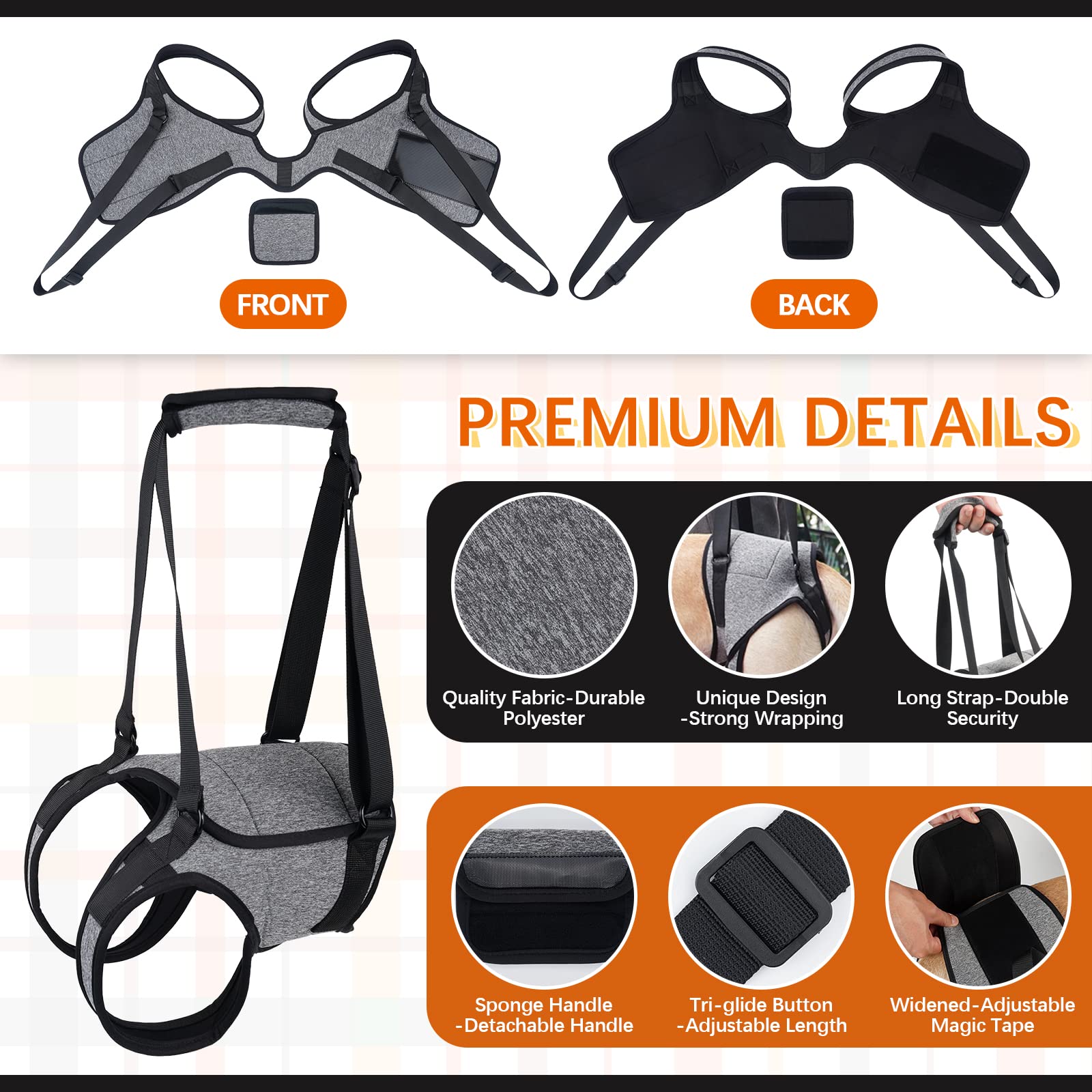 Rozkitch Dog Lift Harness, Pet Rear Support Aid Veterinarian Approved Sling For Old K9 Help With Poor Stability, Back Leg Hip Di