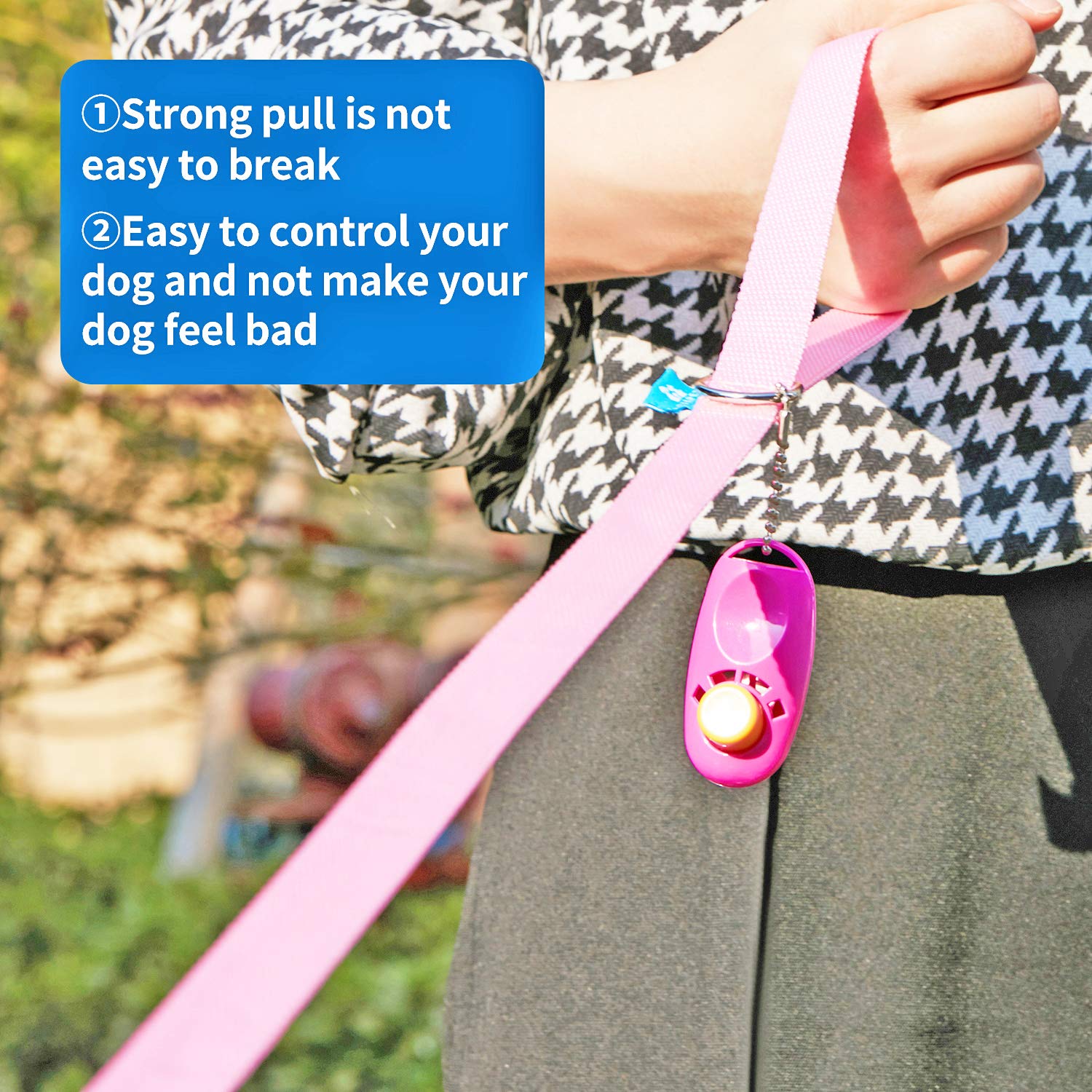 Baapet 15 Ft 20 Ft 30 Ft 50 Ft 100 Ft Long Dog Training Leash For Dog Training, Play, Camping, Or Backyard Lead With Training Clickers For Small, Medium And Large Dogs Or Cats (20 Feet, Pink)