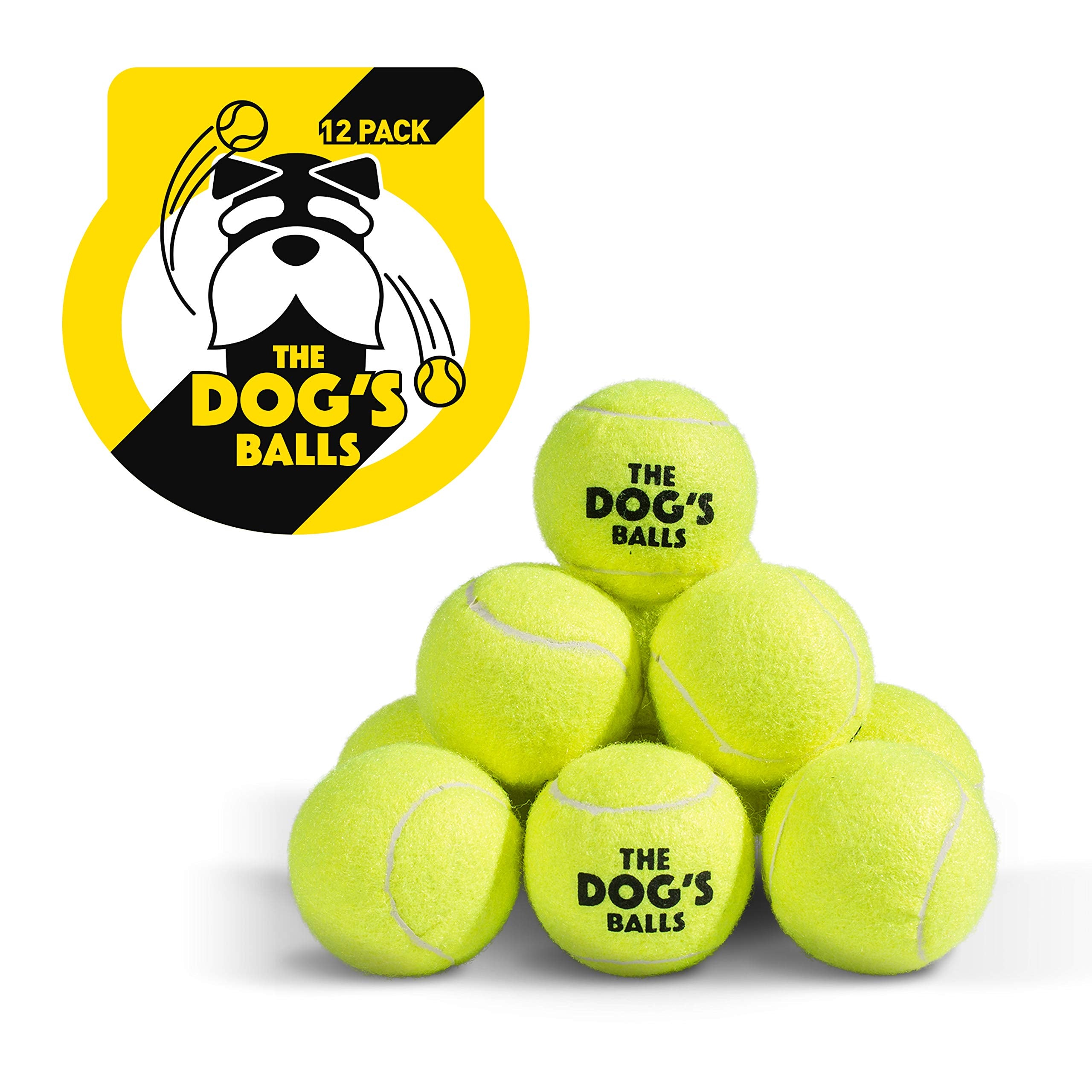 The Dog'S Balls, Dog Tennis Balls, 12-Pack Yellow, 2.5 Inches Diameter Dog Toy, Strong Dog & Puppy Ball For Training, Play, Exercise & Fetch