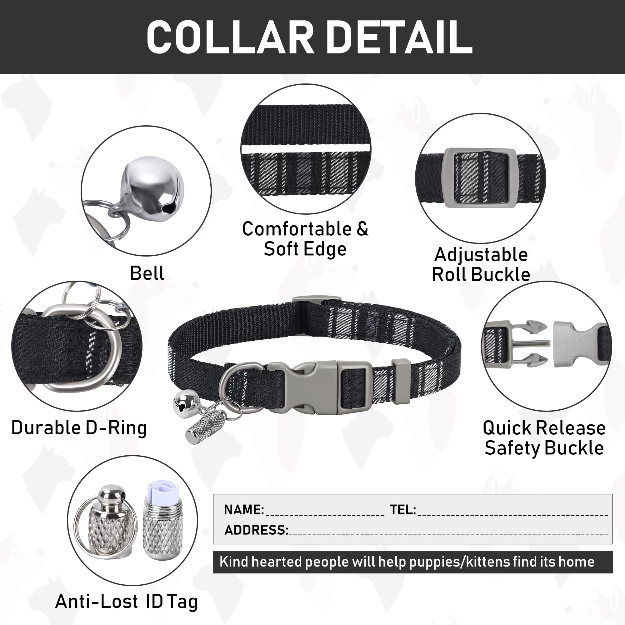 GAMUDA Dog Harness Collar and Leash Set, Horse Care Sheets, No Chock No Pull Adjustable Vest Harnesses Plaid Reflective for Medi