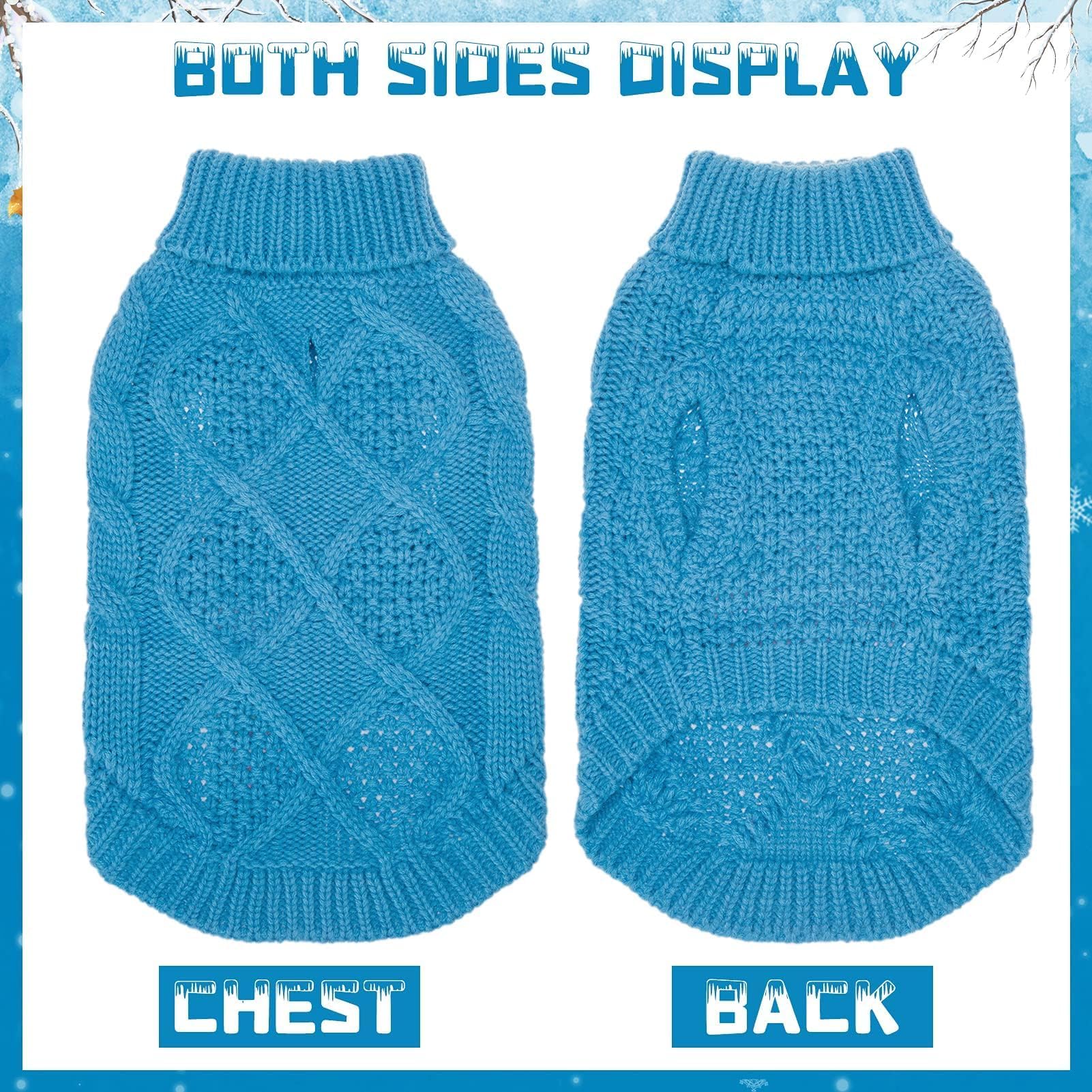 Mihachi Turtleneck Dog Sweater - Winter Coat Apparel Classic Cable Knit Clothes With Leash Hole For Cold Weather, Ideal Gift For