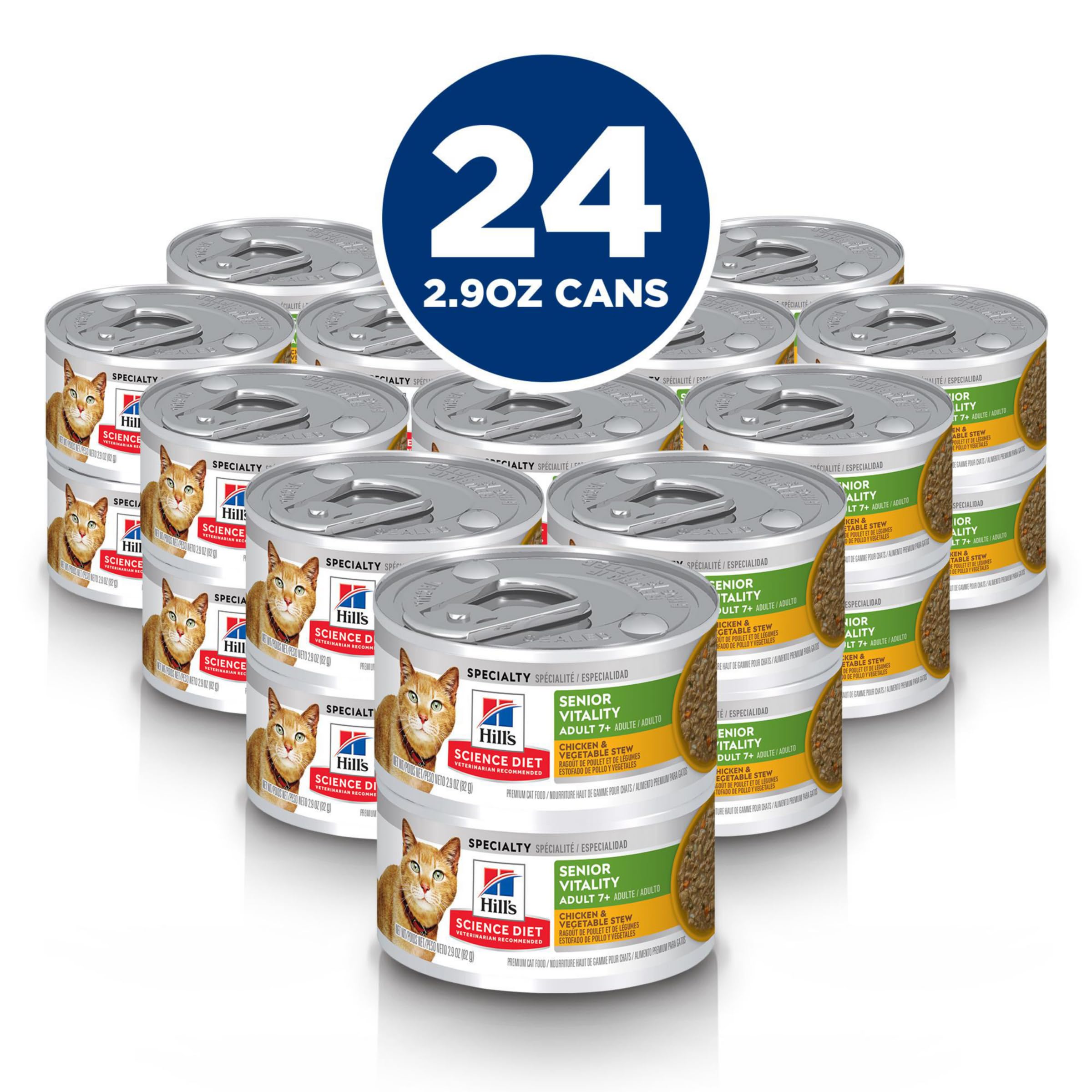 Hills Science Diet Senior Vitality, Senior Adult 7+, Senior Premium Nutrition, Wet Cat Food, Chicekn & Vegetables Stew, 2.9 oz