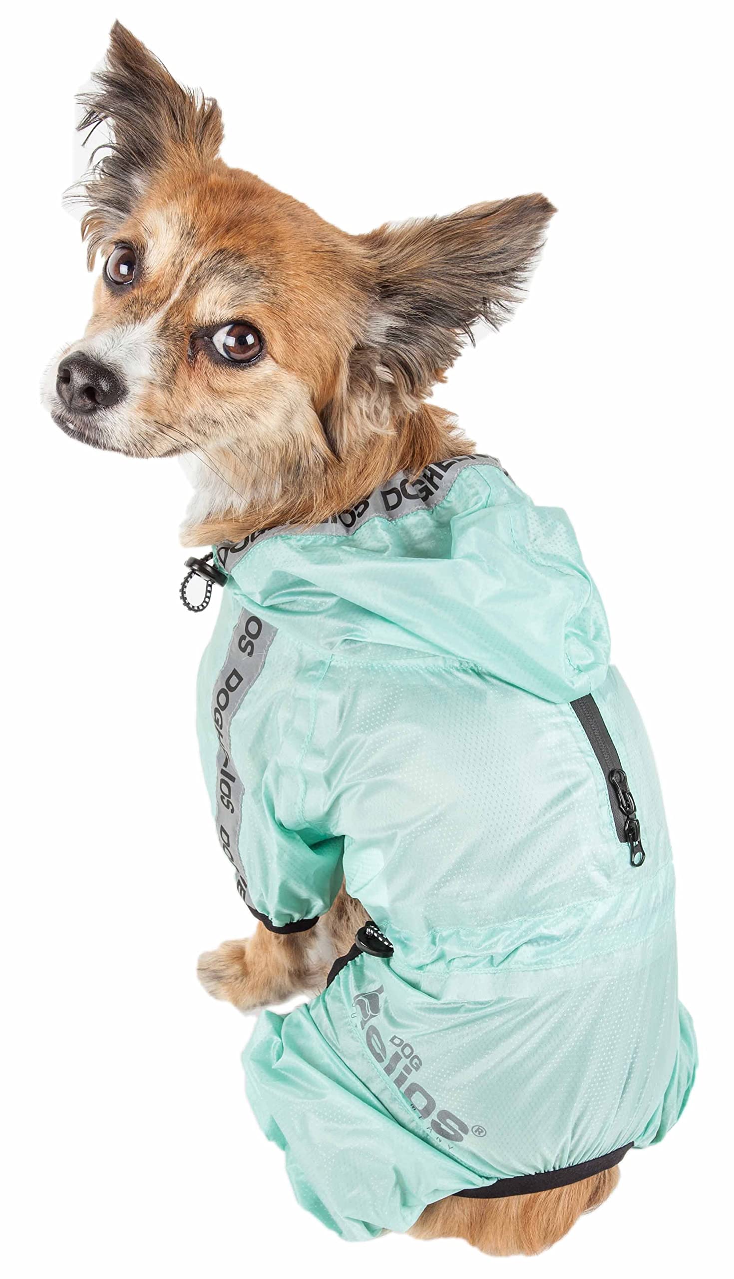Dog Helios Torrential Shield Waterproof And Adjustable Full Body Dog Raincoat, Xl, Green