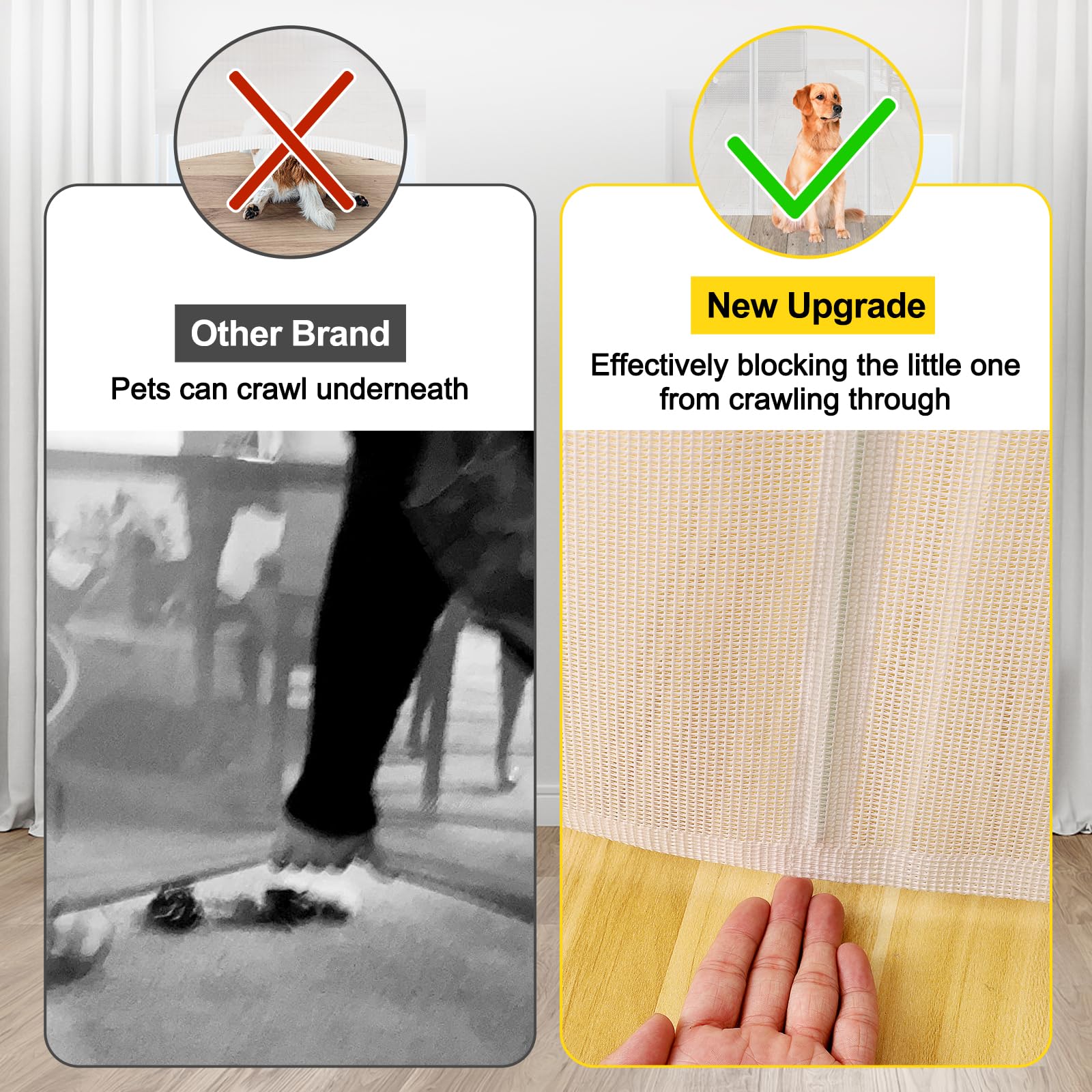 Enhanced 42    Extra Tall & 80    Wide Retractable Baby Gates with Rods to Prevent Crawling Through, Extra Tall Dog Gate for Lar