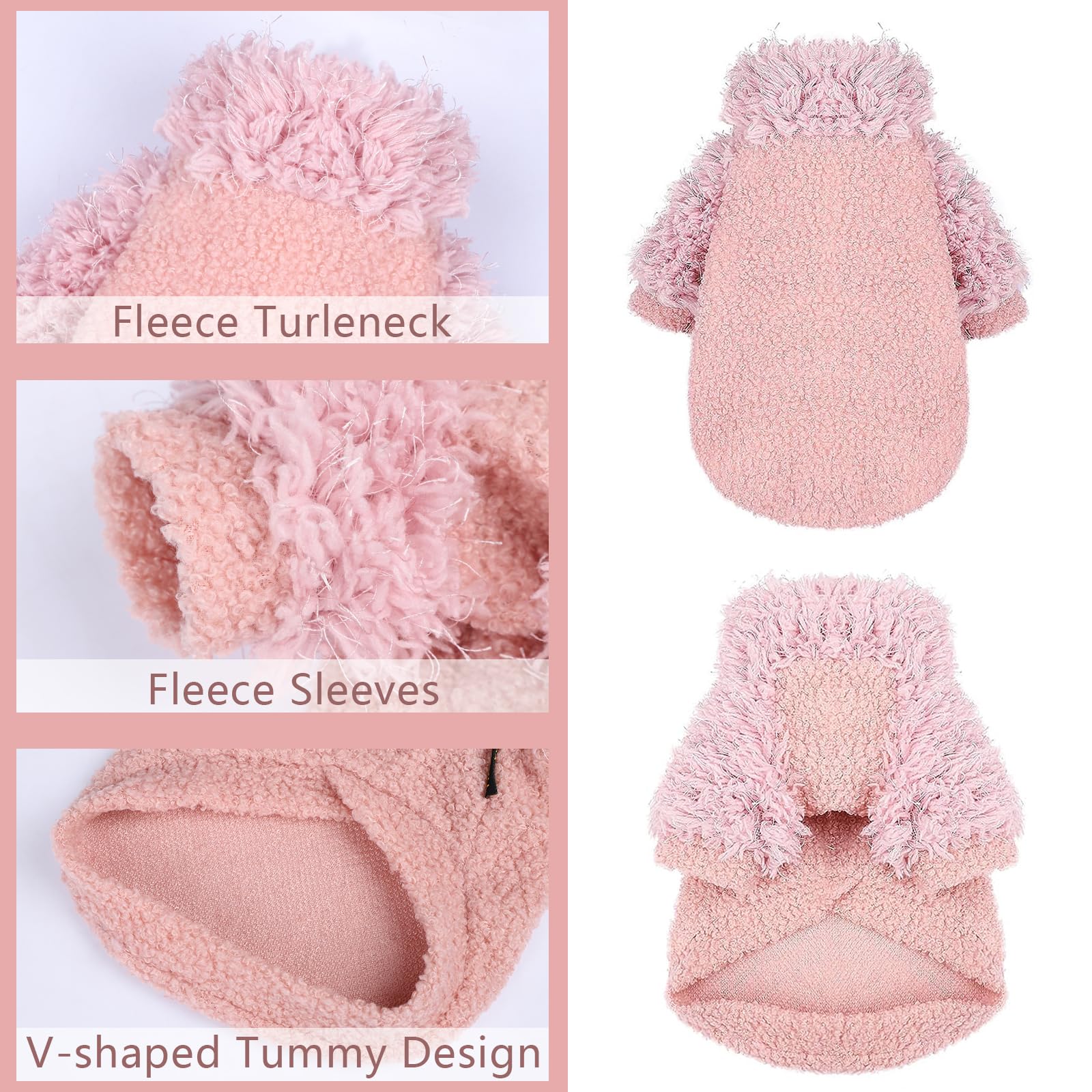 Pink Dog Sweater Pullover For Small Dogs - Soft Lightweight T-Shirt Jacket Pet Clothes For Chihuahua, Cat - Boy Girl Coat