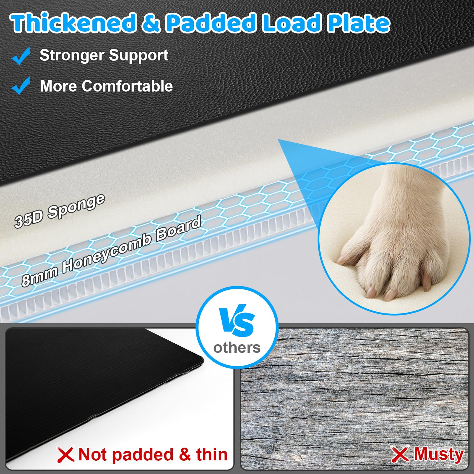 Urpower Pu Leather Back Seat Extender For Dogs - Hard Bottom Dog Car Seat Cover Holds 400 Lbs, Anti-Scratch & Waterproof Dog Ham