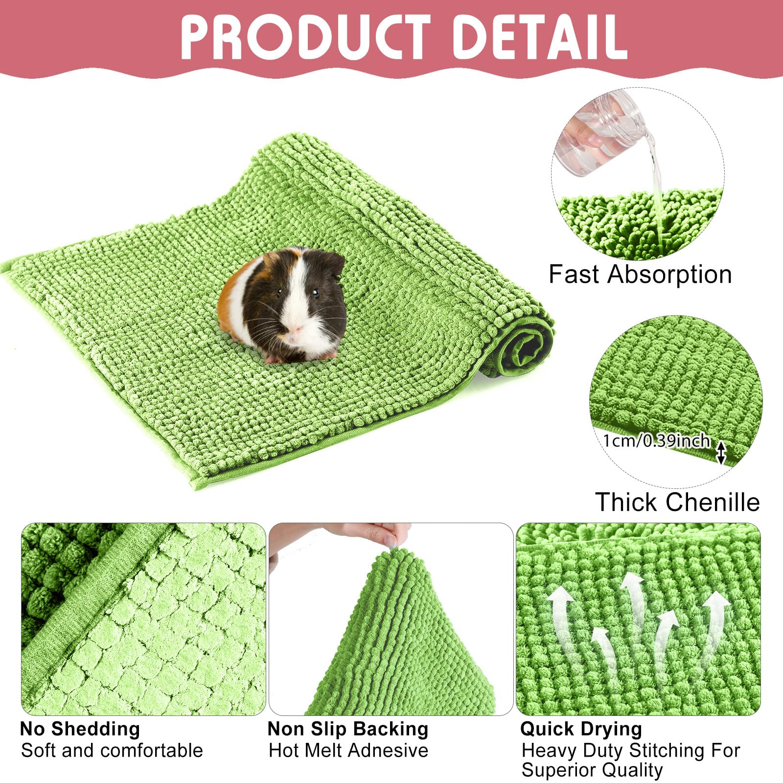 Amylove 4 Pcs Guinea Pig Cage Liner Guinea Pig Bedding Washable Fleece Pee Pads Reusable Small Animals Training Mat Small Animal