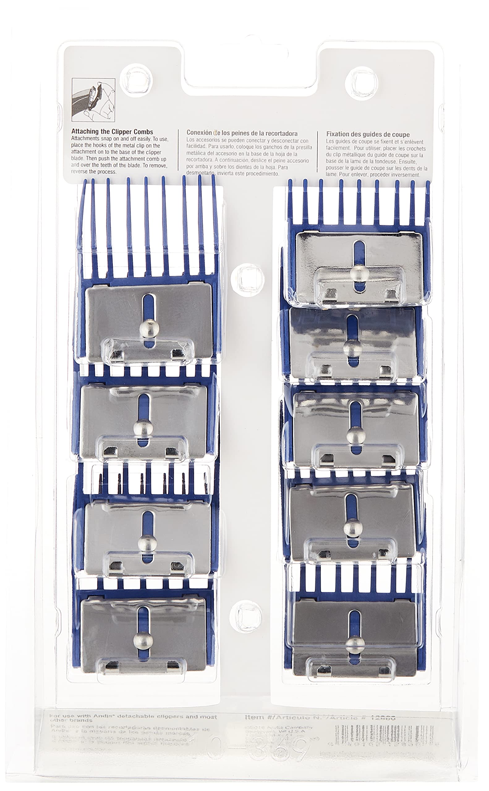 Andis Clipper Combs For Small Pets, Blue, (Pack Of 9) (12860)