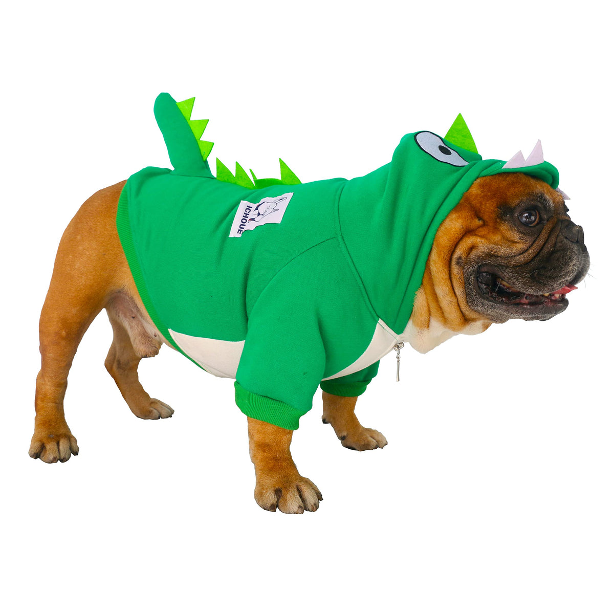 Ichoue I Am A French Bulldog Dog Dinosaur Costumes Clothes Sweater Cute Funny For Small Dogs Cold Weather Winter Coats Hoodies Frenchie English Pug Pitbull Corgi Puppy - Green/Medium