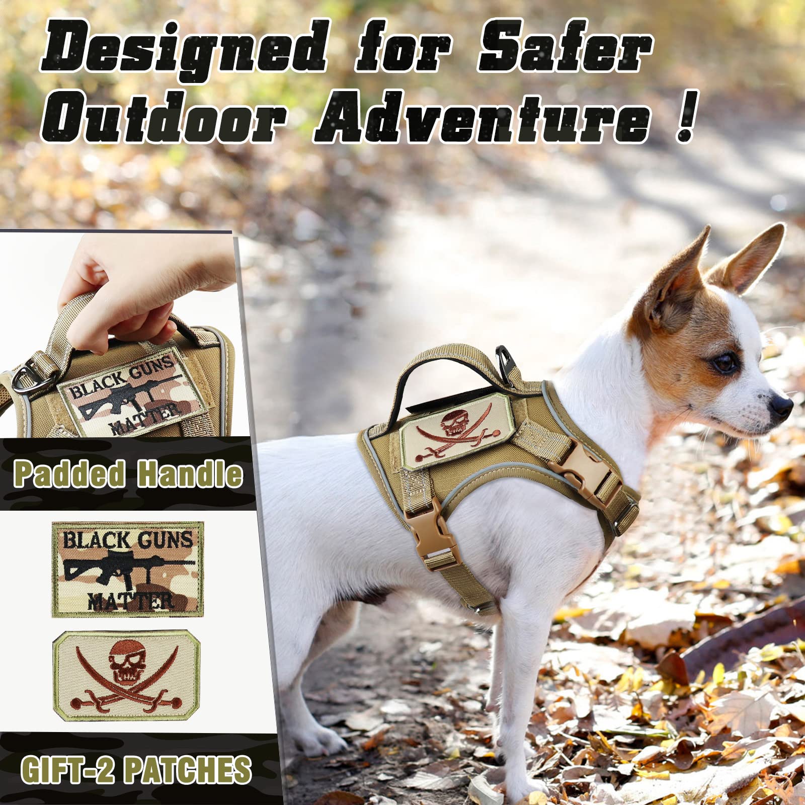 Salfse Tactical Dog Harness Small, Military K9 Puppy Vest Harness, No Pull Outdoor Training Xs Dog Harness With Handle