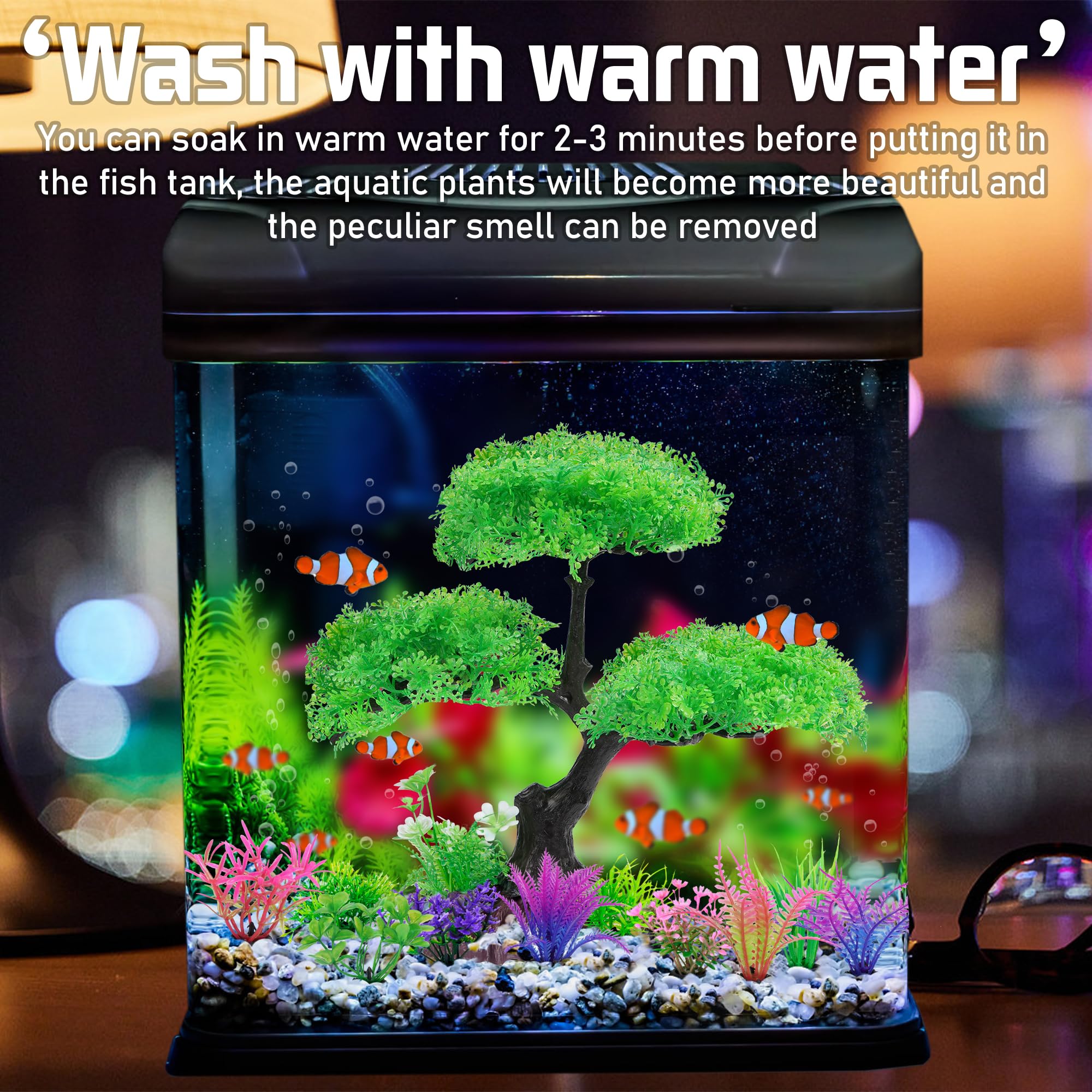Ameliade Aquarium Artificial Plastic Plants Decoration, Green Tree & Grass Aquarium Decor, Goldfish Tank Decorations Set, Betta