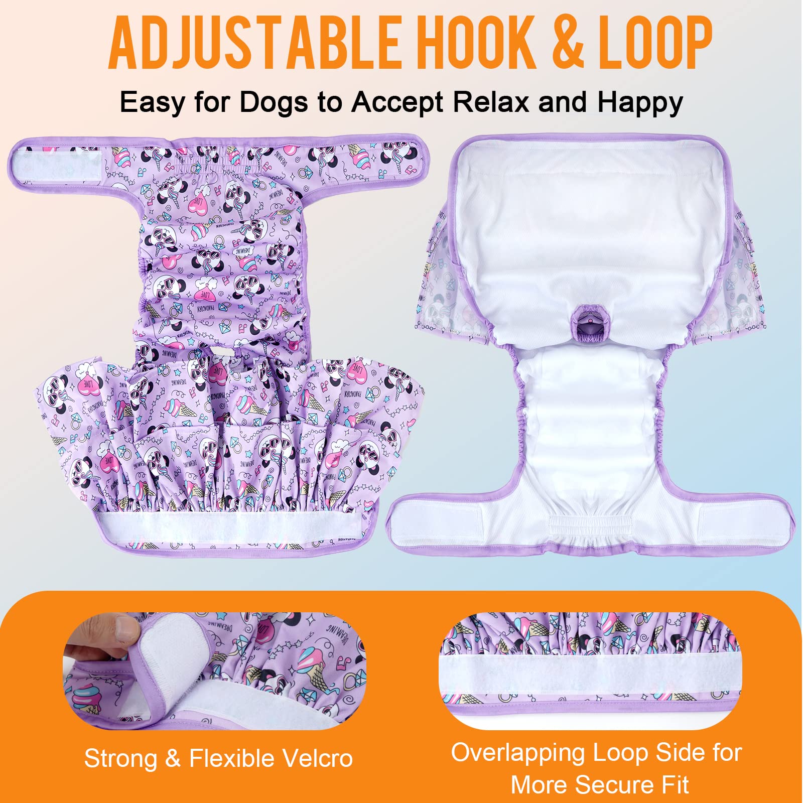 Washable Dog Diapers Female, 3 Pack Premium Reusable Diapers, High Absorbency Leak-Proof Puppy Diapers For Female Dog In Heat, P