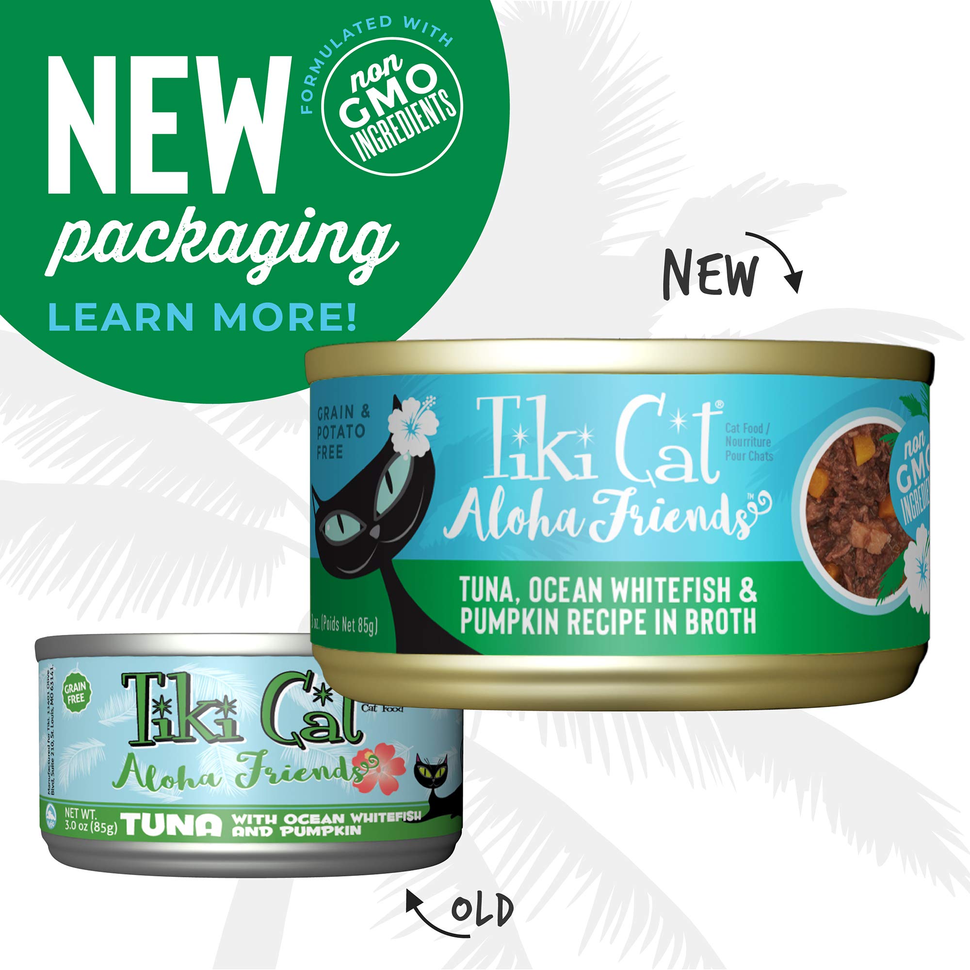 Tiki Cat Aloha Friends, Tuna, Ocean Whitefish & Pumpkin, Grain-Free & High Moisture, Wet Cat Food for All Life Stages 3 oz. Can