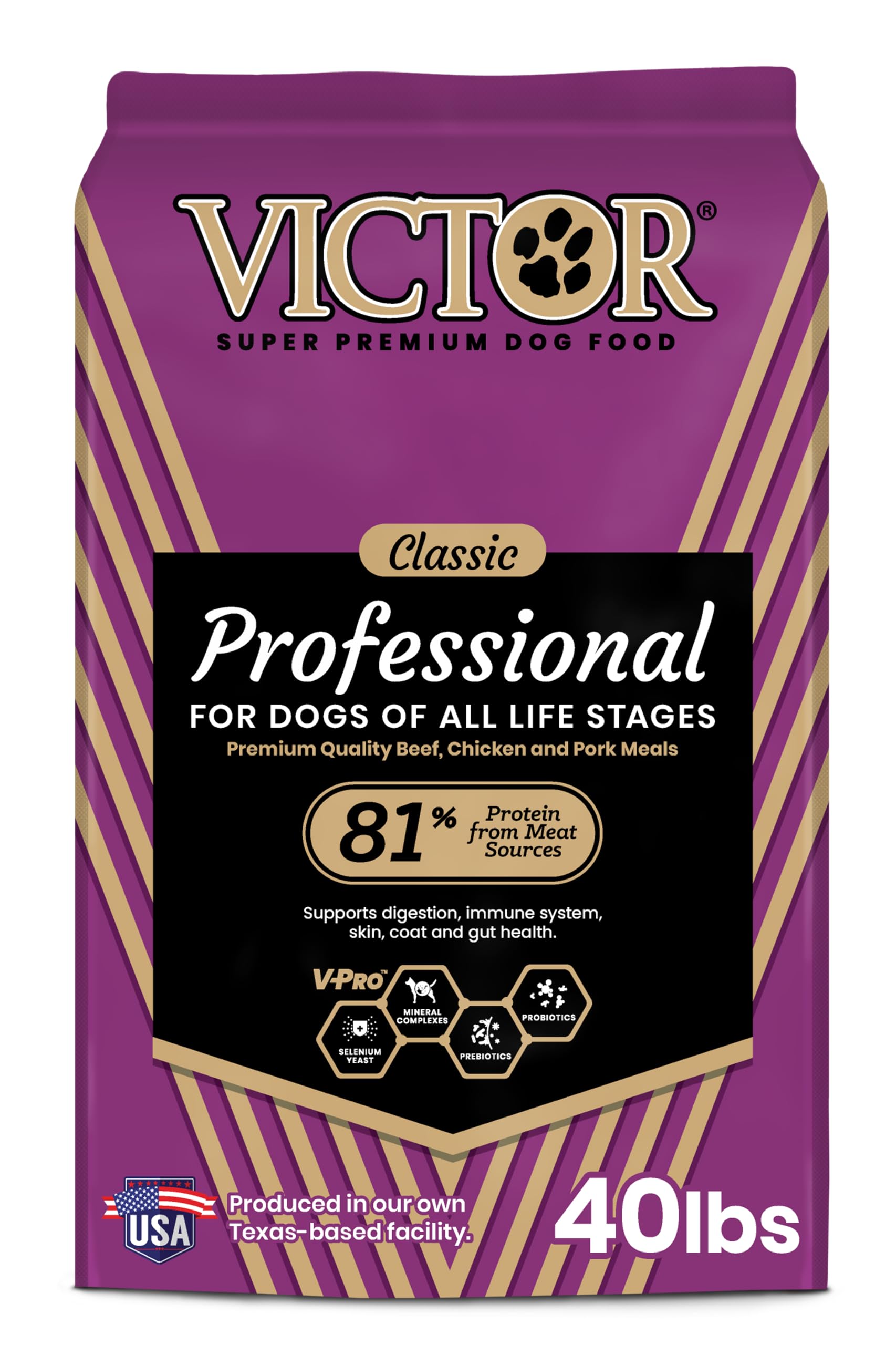 VICTOR Super Premium Professional Dry Dog Food - 26% Protein, Gluten Free - for High Energy and Active Dogs & Puppies, 40lbs