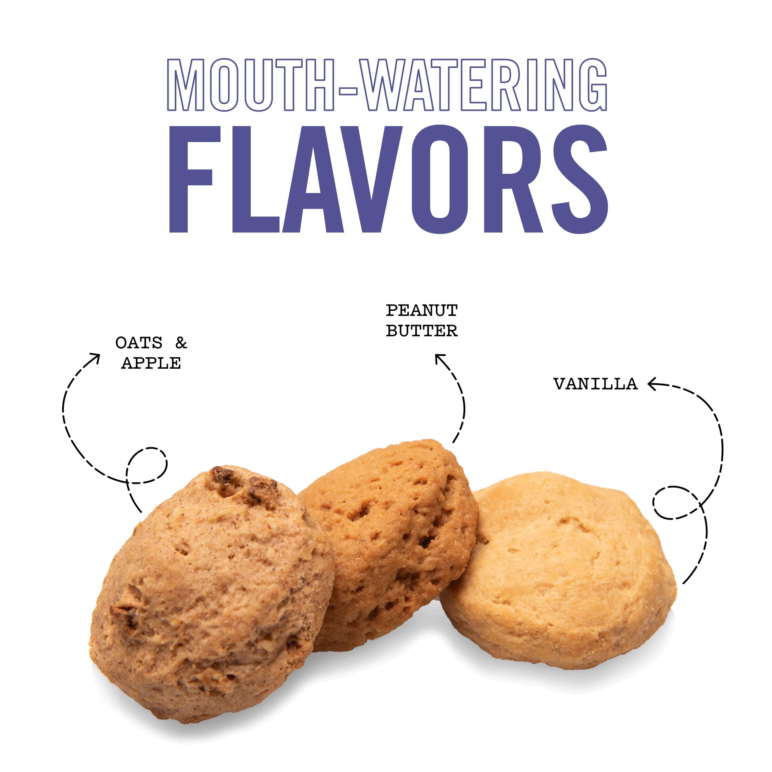 Three Dog Bakery AssortMutt Trio, Soft Baked Cookies for Dogs, Three Flavor Pack; Oatmeal and Apple, Peanut Butter, and Vanilla,