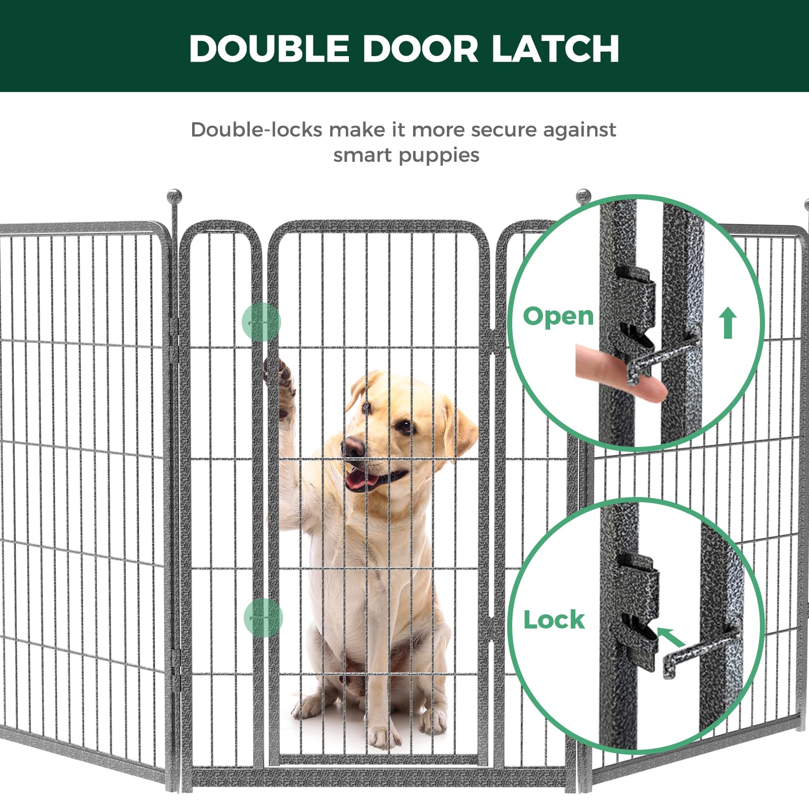 Fxw Aster Dog Playpen Outdoor,8/16 Panels Dog Fences For The Yard,24''/32''/40'' Height Metal Dog Pens Outdoor Pet Fence With Do