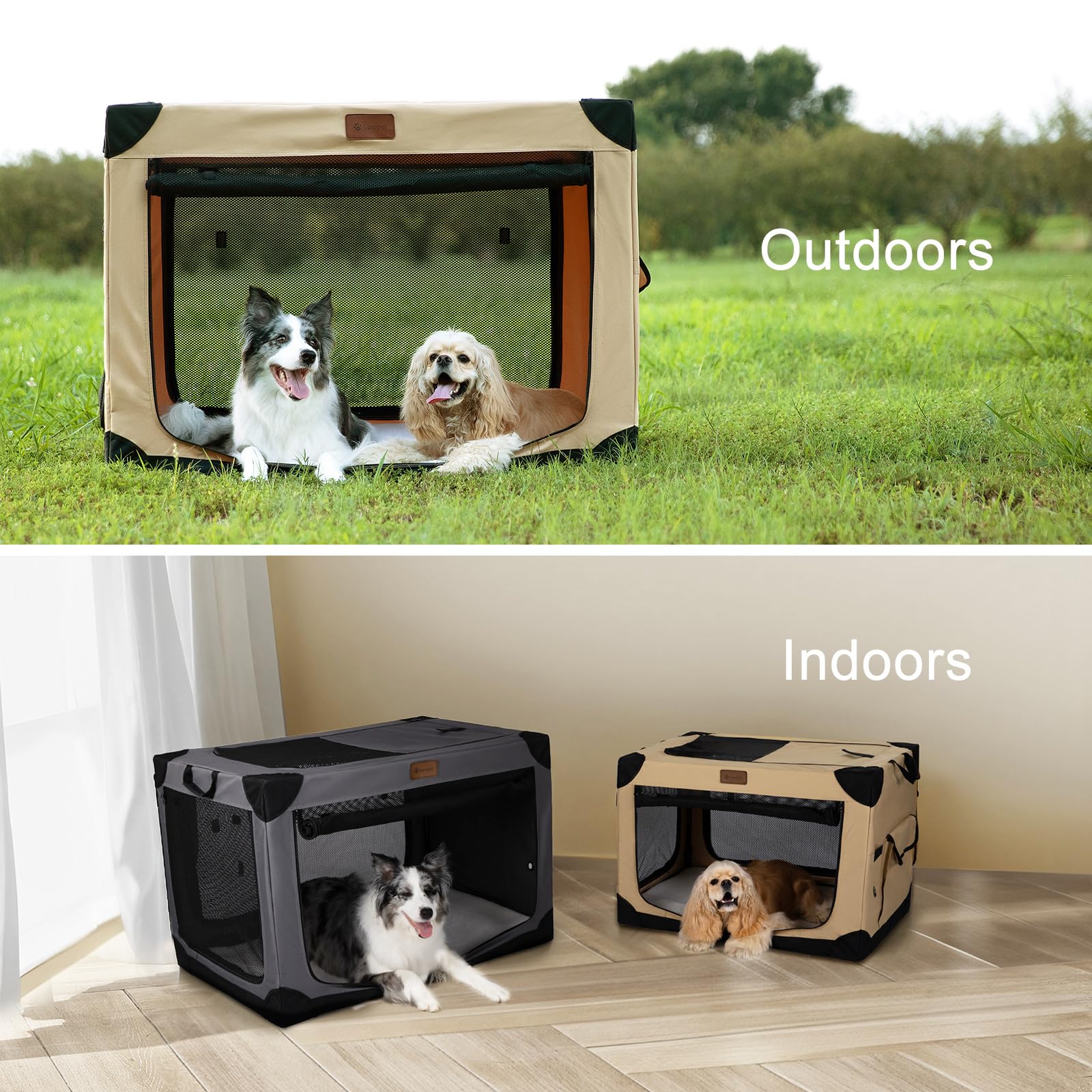 Garnpet Soft Dog Crate For Large Dogs, 4-Door Foldable Collapsible Dog Crate With Soft Sides, Indoor & Outdoor Travel Dog Kennel