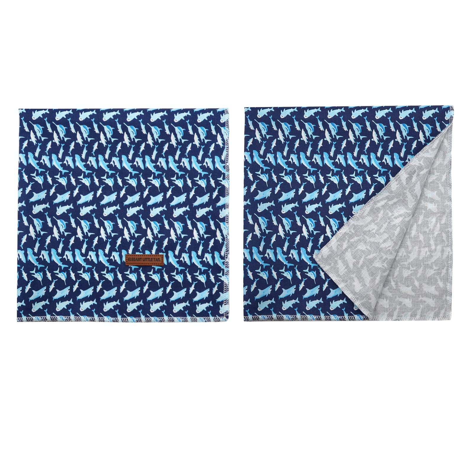 Elegant Little Tail Dog Bandana - Shark Print Pet Birthday Gift, Boy Bibs Scarf, Soft Adjustable Square Kerchief For Large Dogs