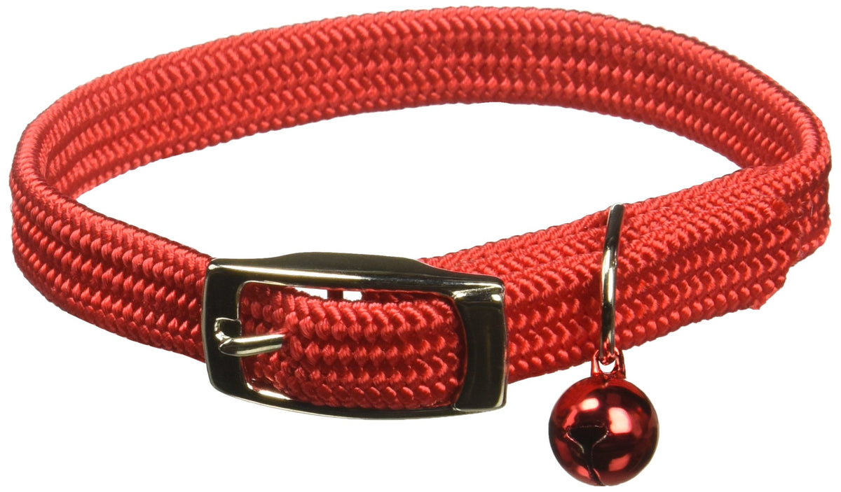 Omnipet Kool Kat Elastic Cat Safety Collar With Bell, Red, 10'